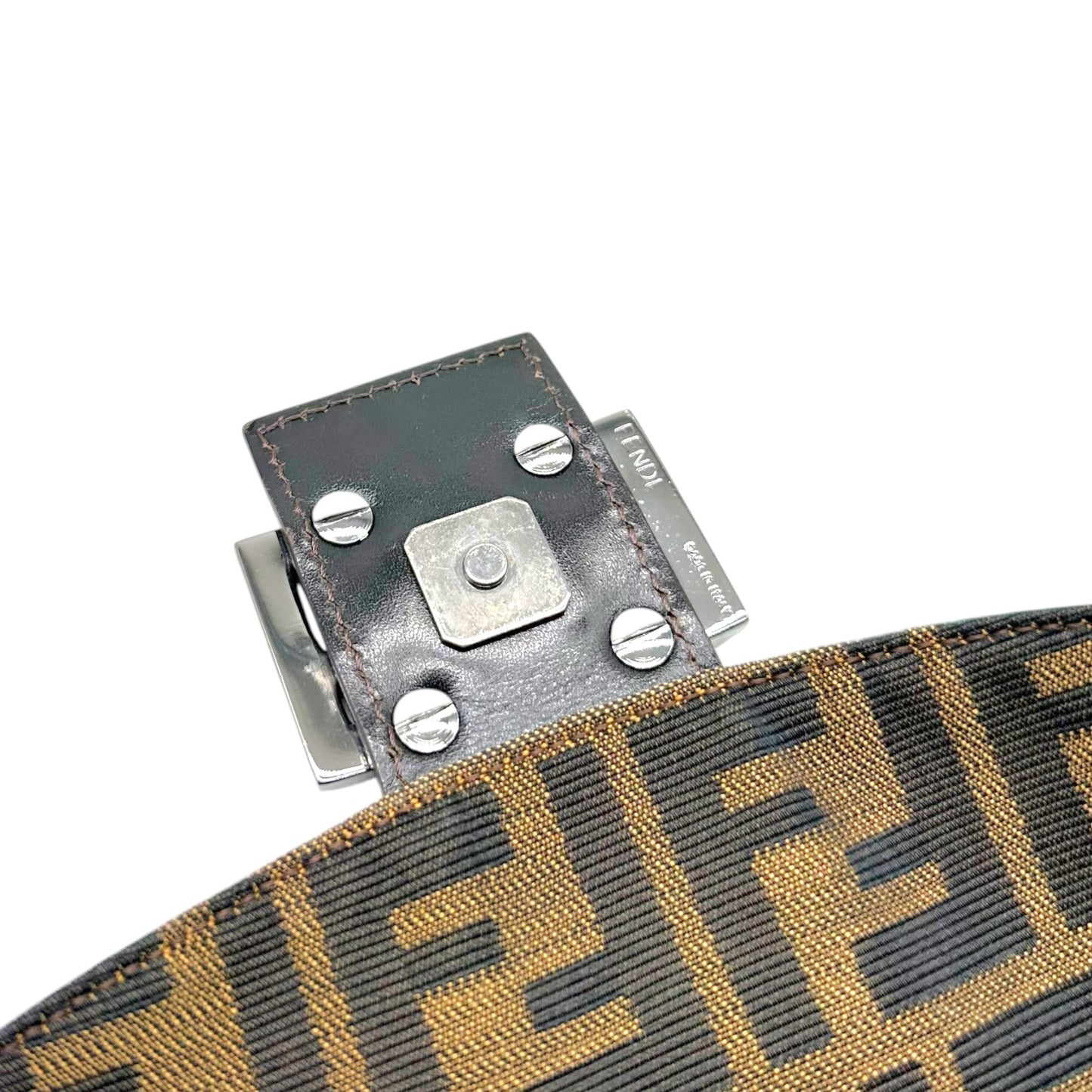 Fendi Large Baguette Bag Zucca Monogram Fold-Over Design