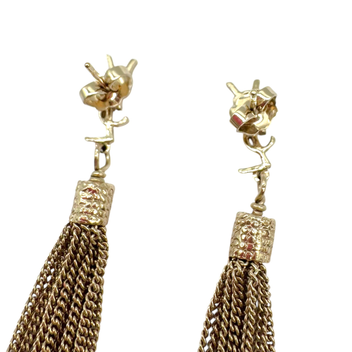 Yves Saint Laurent Dangly Earrings Light Gold Chain Tassel