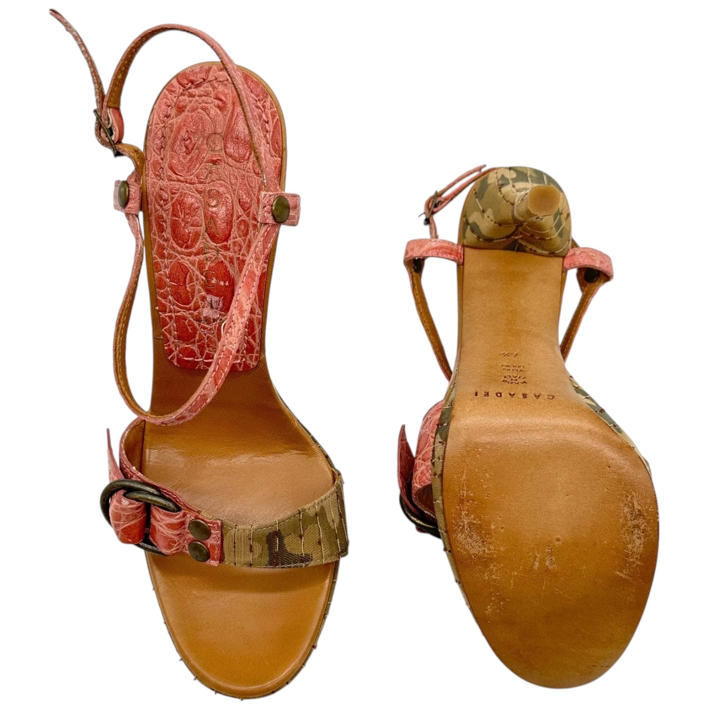 Casadei Pink Croc & Camo Platform Heels - Outfit Repeater