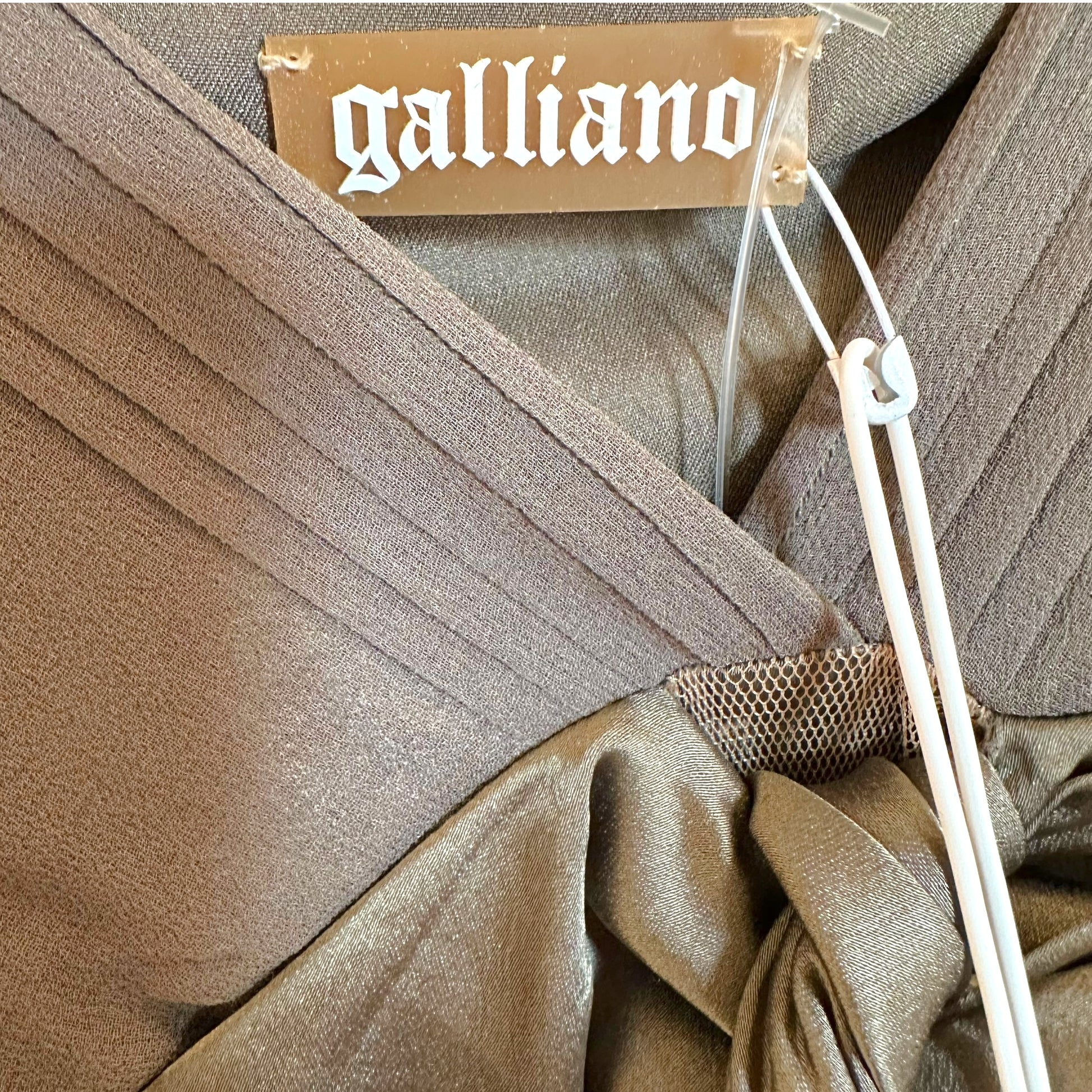 Galliano Mini Dress Khaki Green Silk Tulle Floral Beaded
