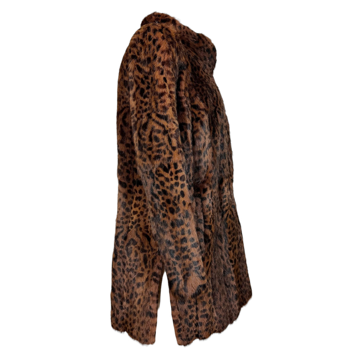 Emba Leopard Print Weasel Fur Coat 1990s Vintage XS