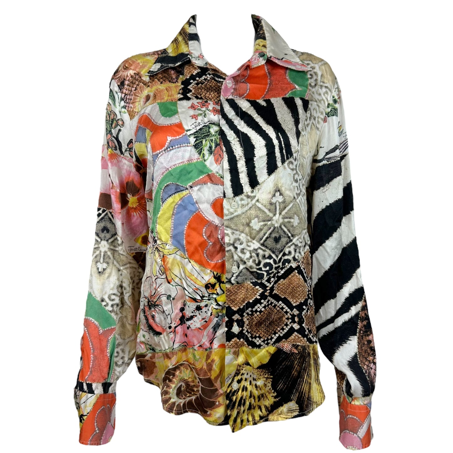 Just Cavalli by Roberto Cavalli Silk Patchwork Printed Blouse