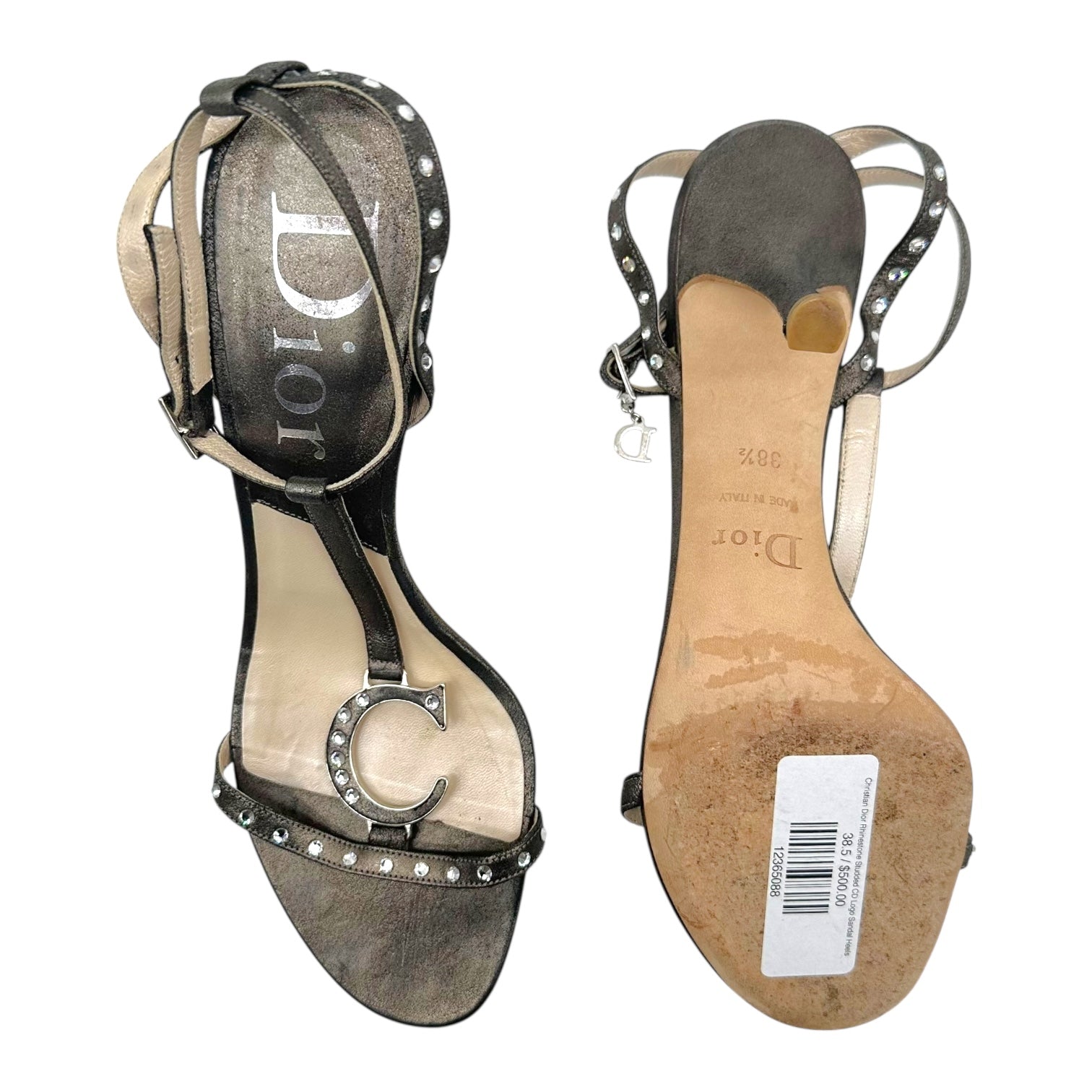 Christian Dior Rhinestone Studded CD Logo Sandal Heels - Outfit Repeater