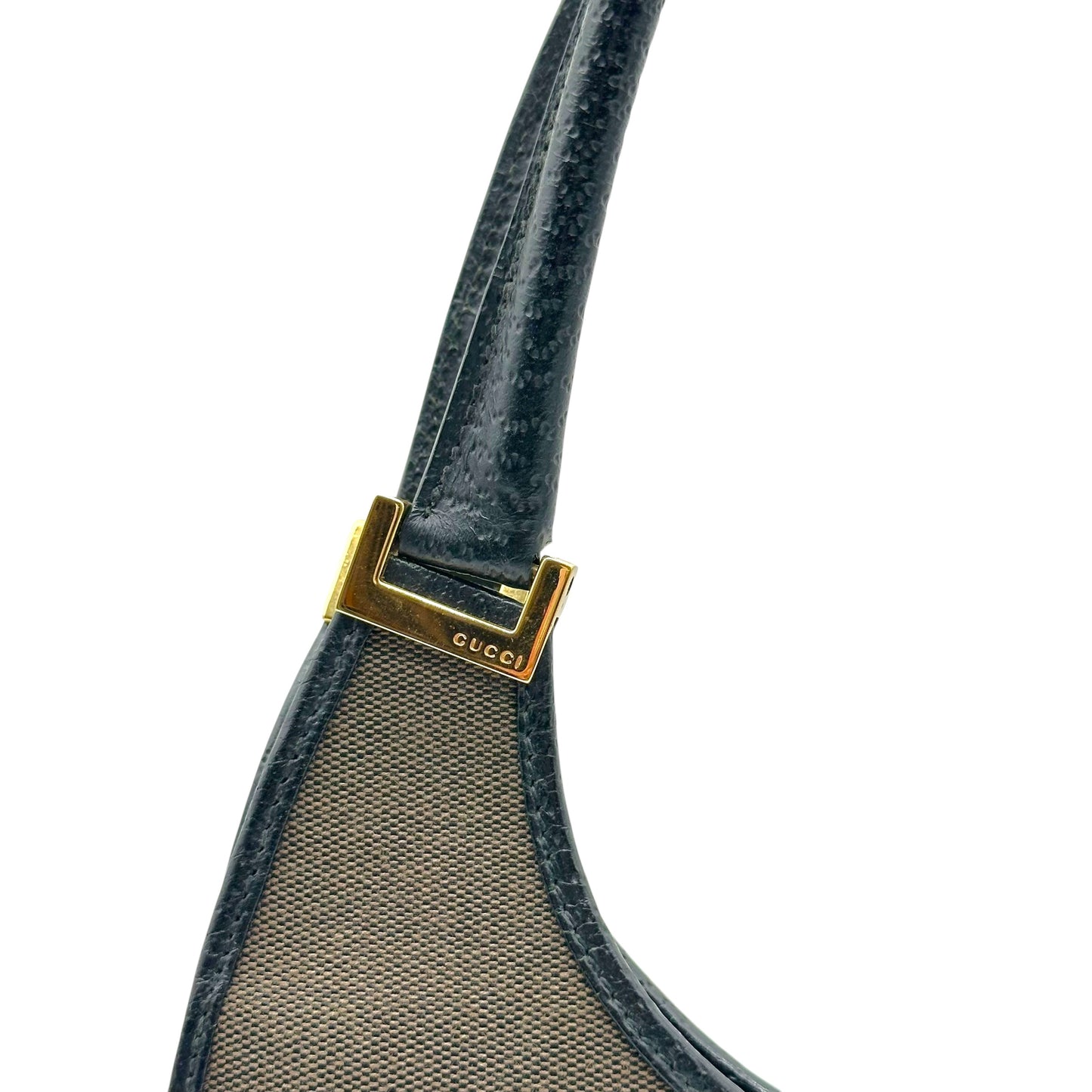 Gucci Taupe Canvas & Black Leather Jackie Bag