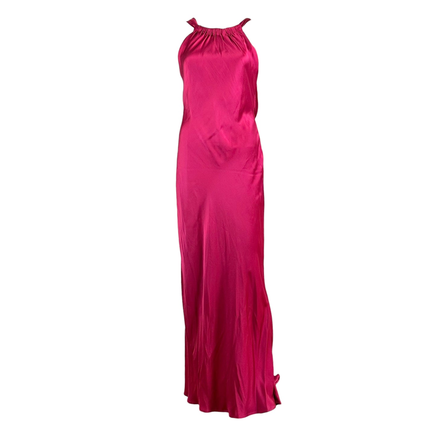 Alberta Ferretti Fuchsia Pink Draped Silk Maxi Gown