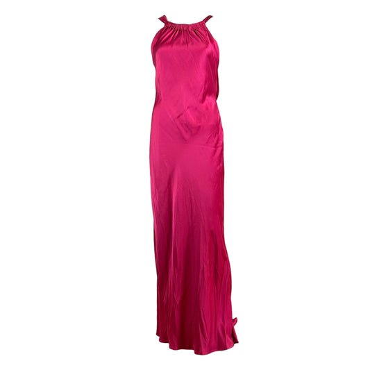 Alberta Ferretti Fuchsia Pink Draped Silk Maxi Gown