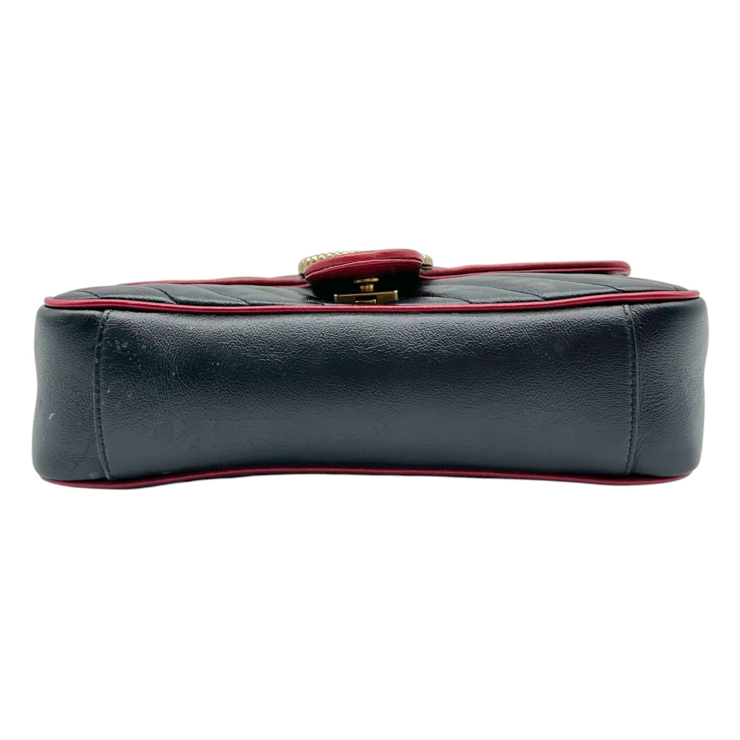 Gucci Black Leather Red Trim Marmot Shoulder Bag