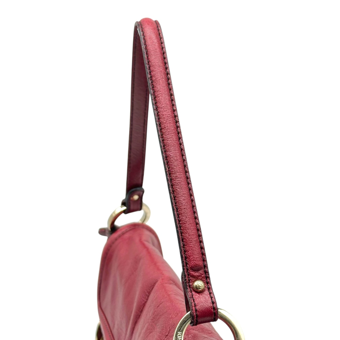 Fendi Burgundy Leather Small Chef Shoulder Bag