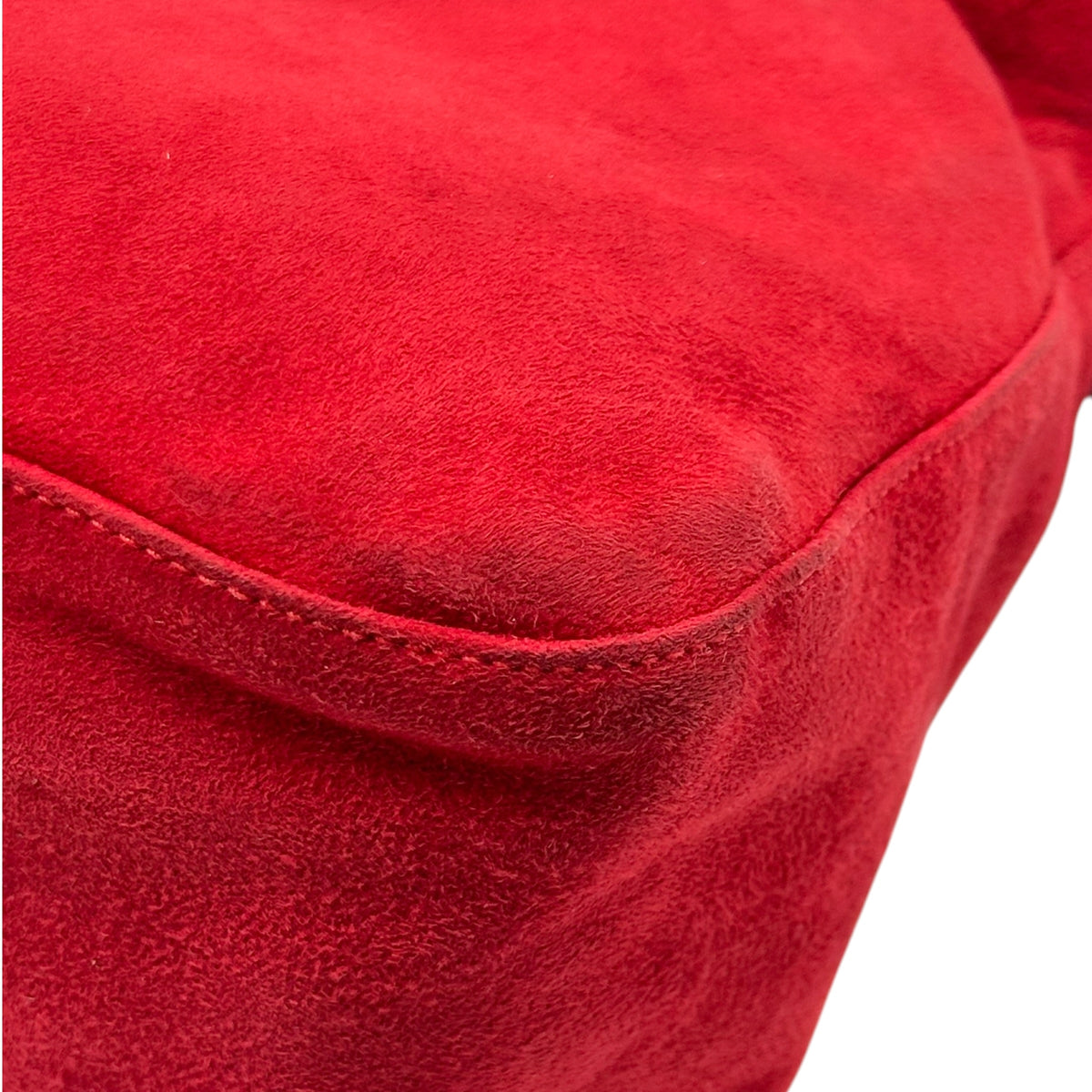 Fendi Red Suede Fold-Over Baguette Bag