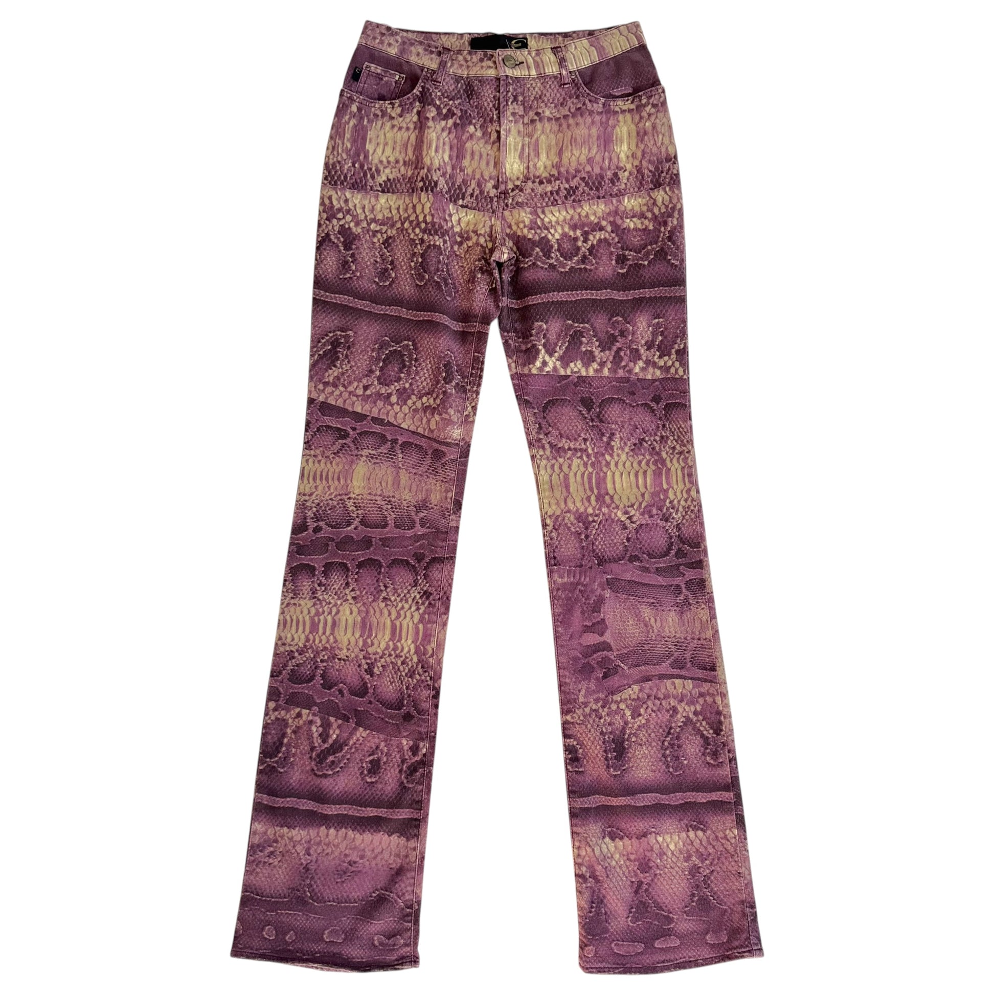 Roberto Cavalli Purple Snakeskin Print Jeans