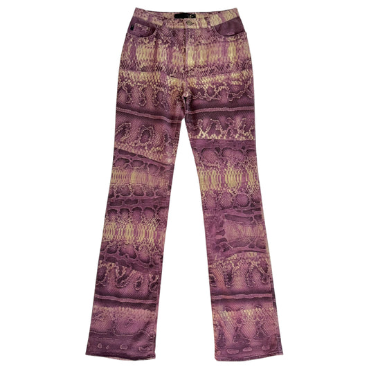Roberto Cavalli Purple Snakeskin Print Jeans
