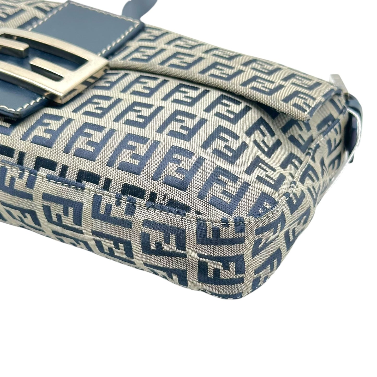 Fendi Navy Blue Zucchino Monogram Baguette Bag