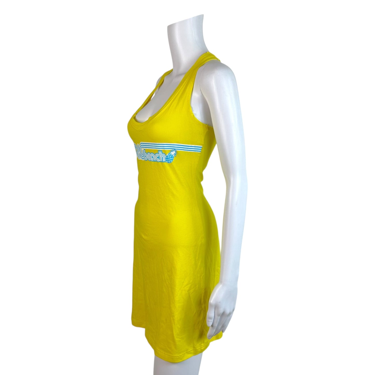D&G Mini Dress Bright Yellow Blue Logo Sleeveless