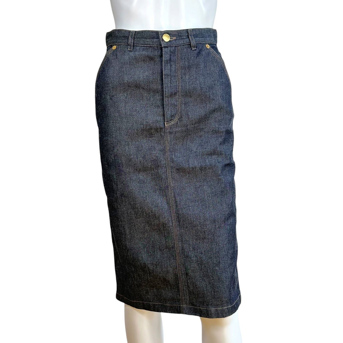 Gucci by Tom Ford 2000 Dark Wash Denim Jacket & Midi Skirt Set