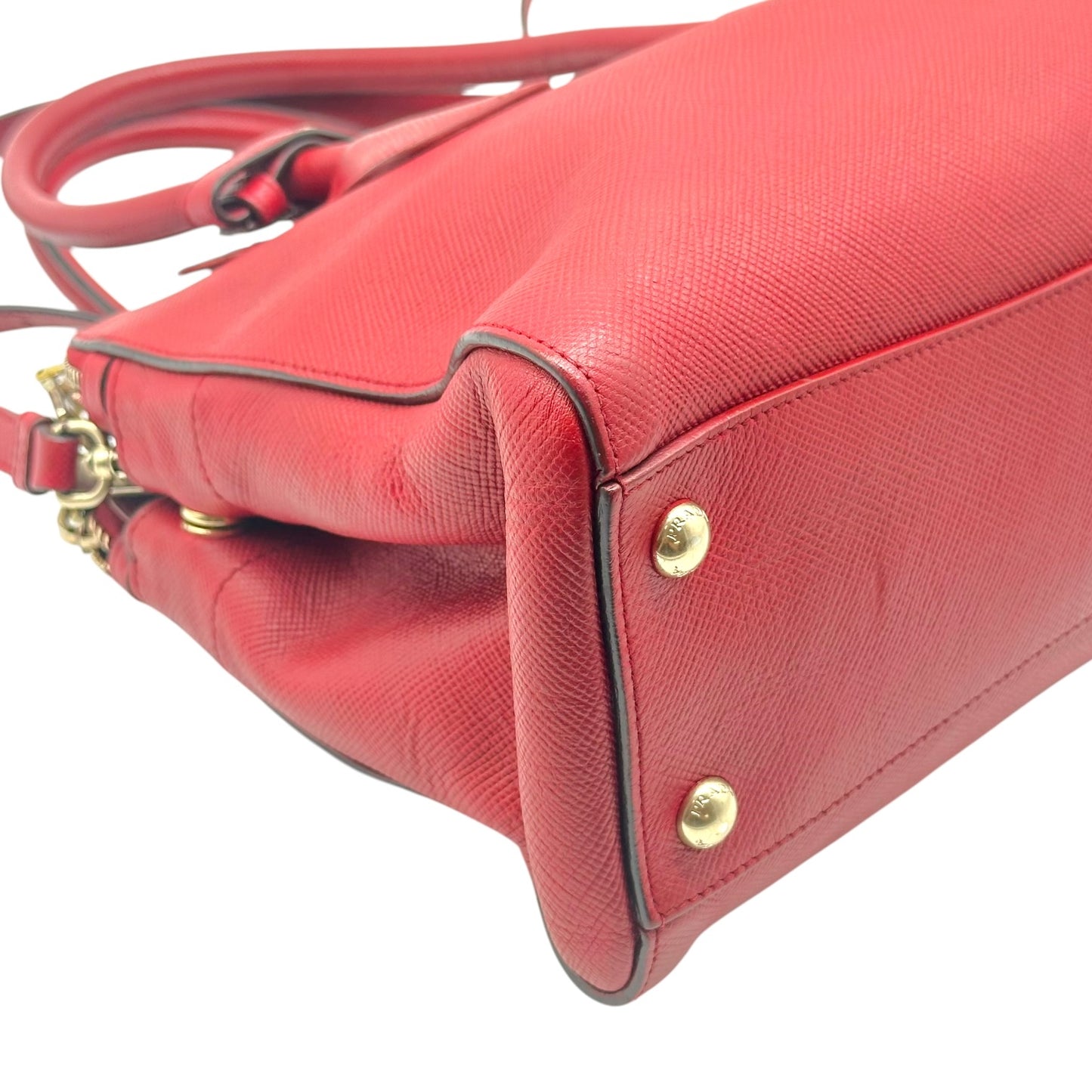 Prada Red Saffiano Leather 2-Way Shoulder Bag