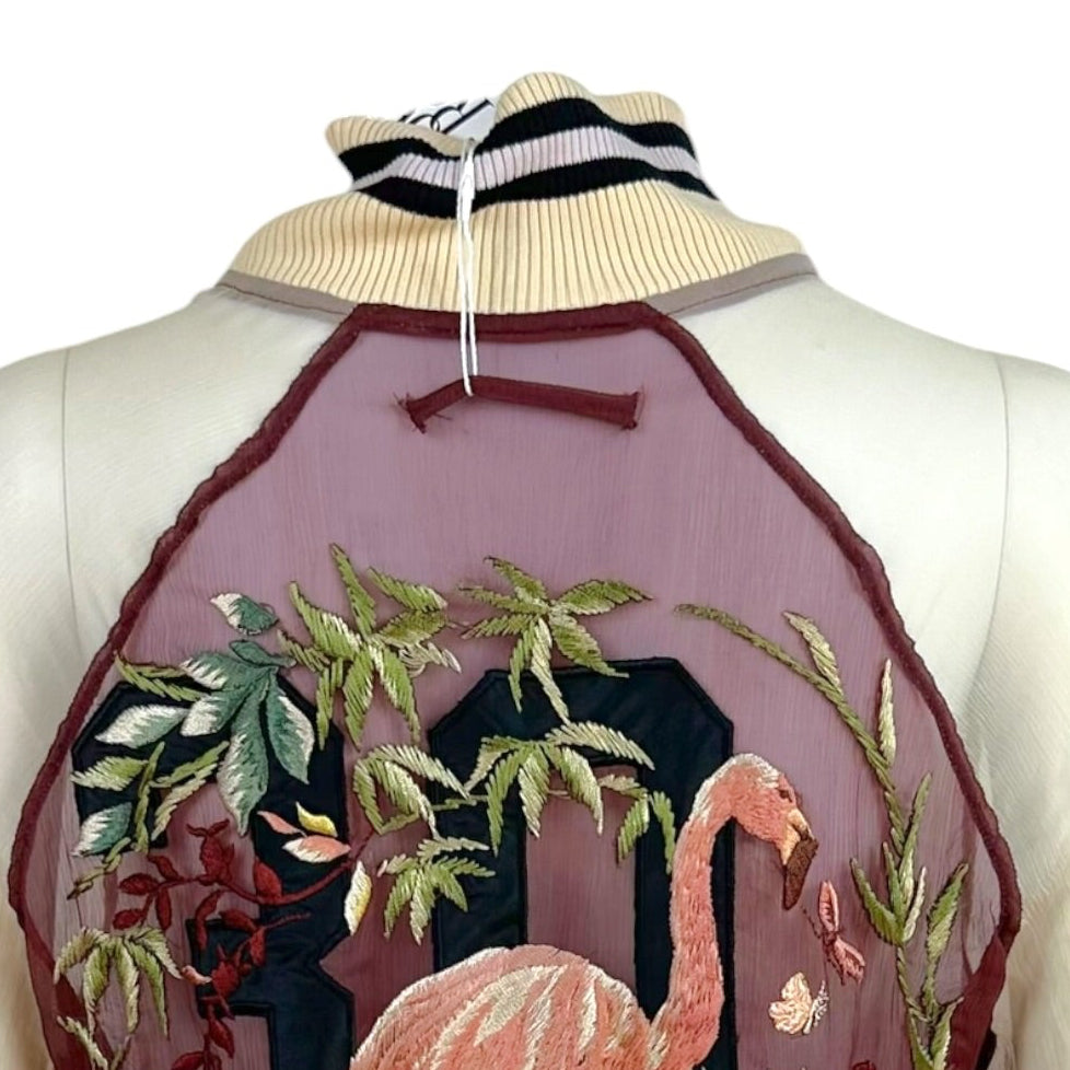 Jean Paul Gaultier Embroidered Sheer Silk Bomber Jacket
