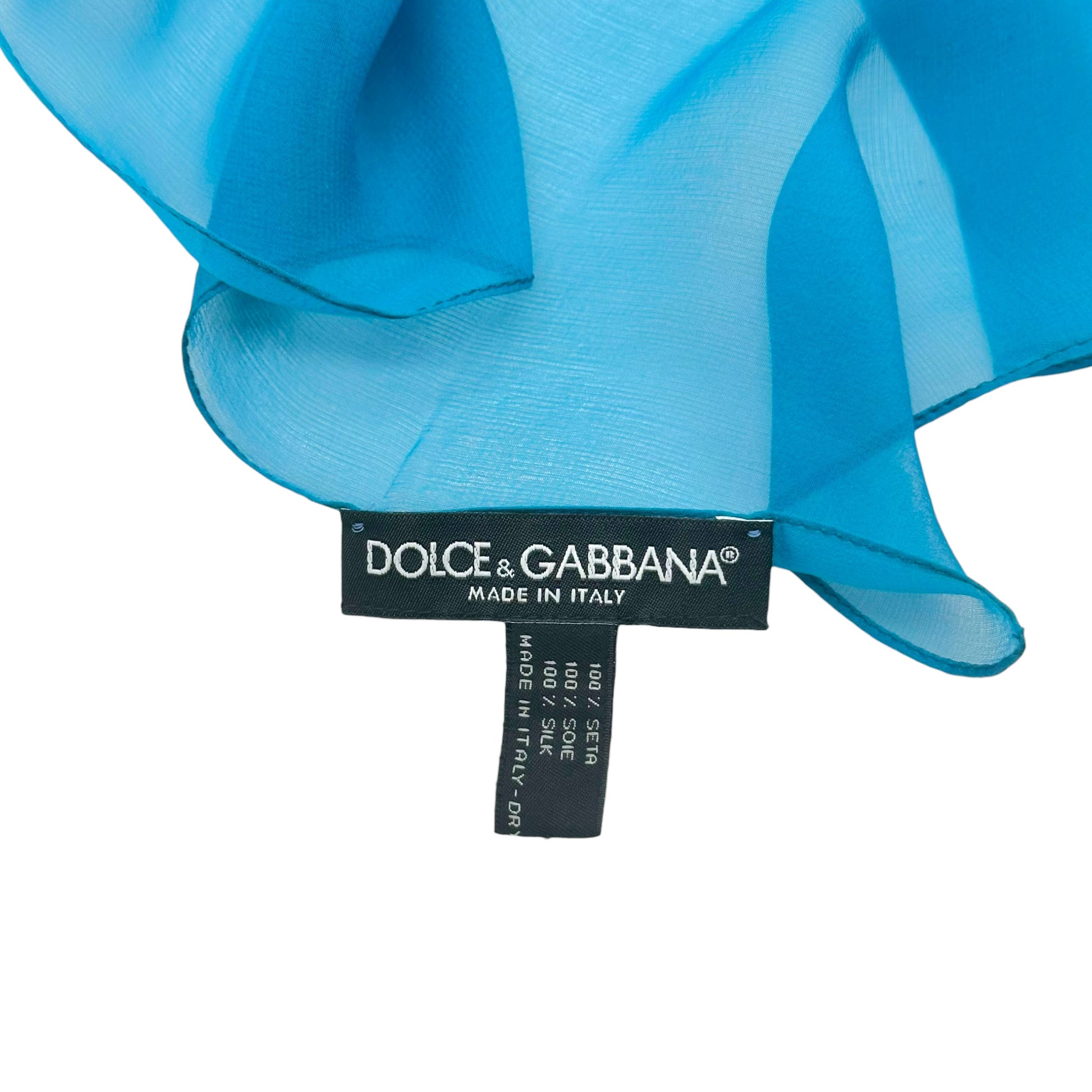 Dolce & Gabbana Sheer Silk Square Scarf Turquoise Blue