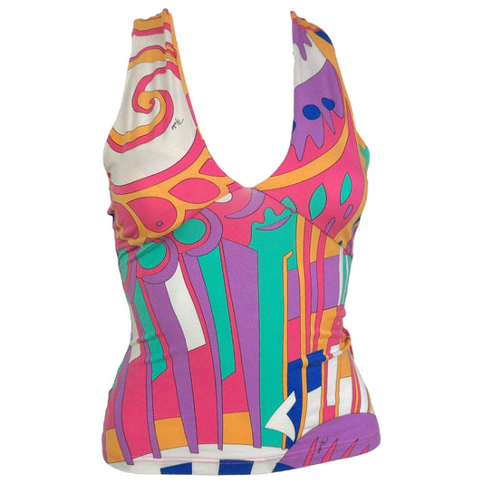 Emilio Pucci Pink & Orange Multicolor Printed Tank Top - Outfit Repeater