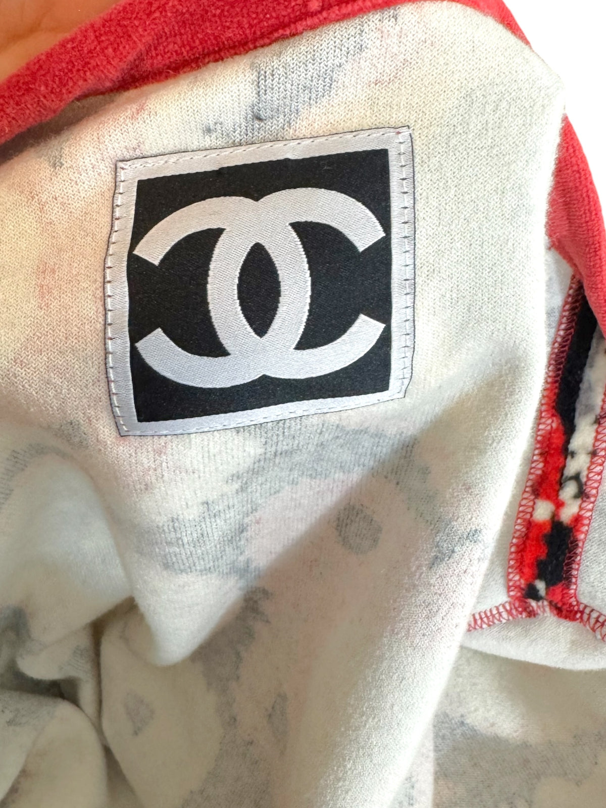 Chanel Spring 2009 Velour Crochet Square Logo Print Velour Zip-Up Top