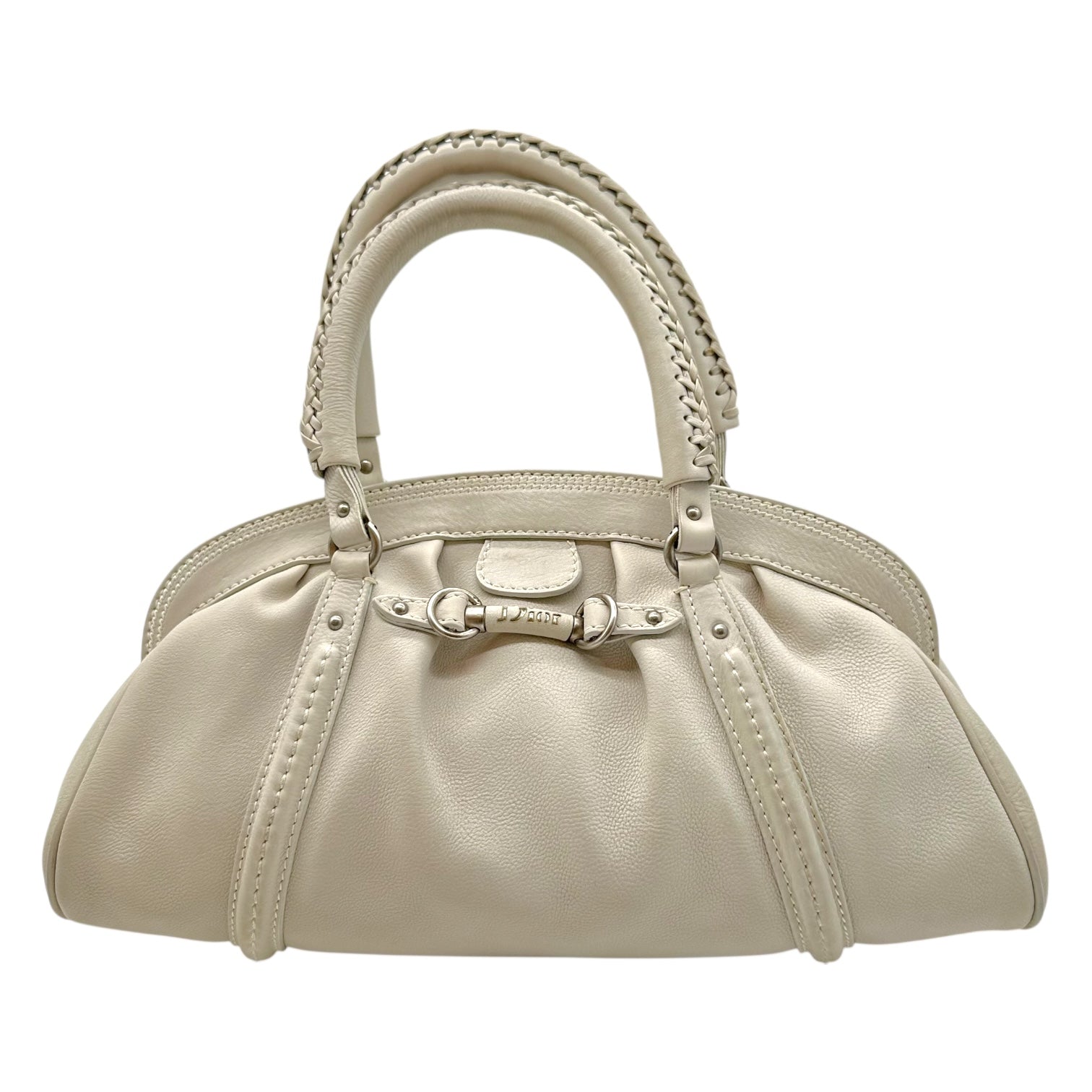 Christian Dior White Leather Small Bowler Bag - Outfit Repeater