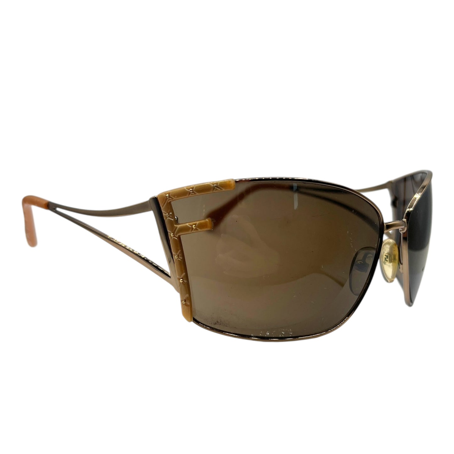 Fendi FS413 Logo Lens Brown Oversized Sunglasses w/ Case