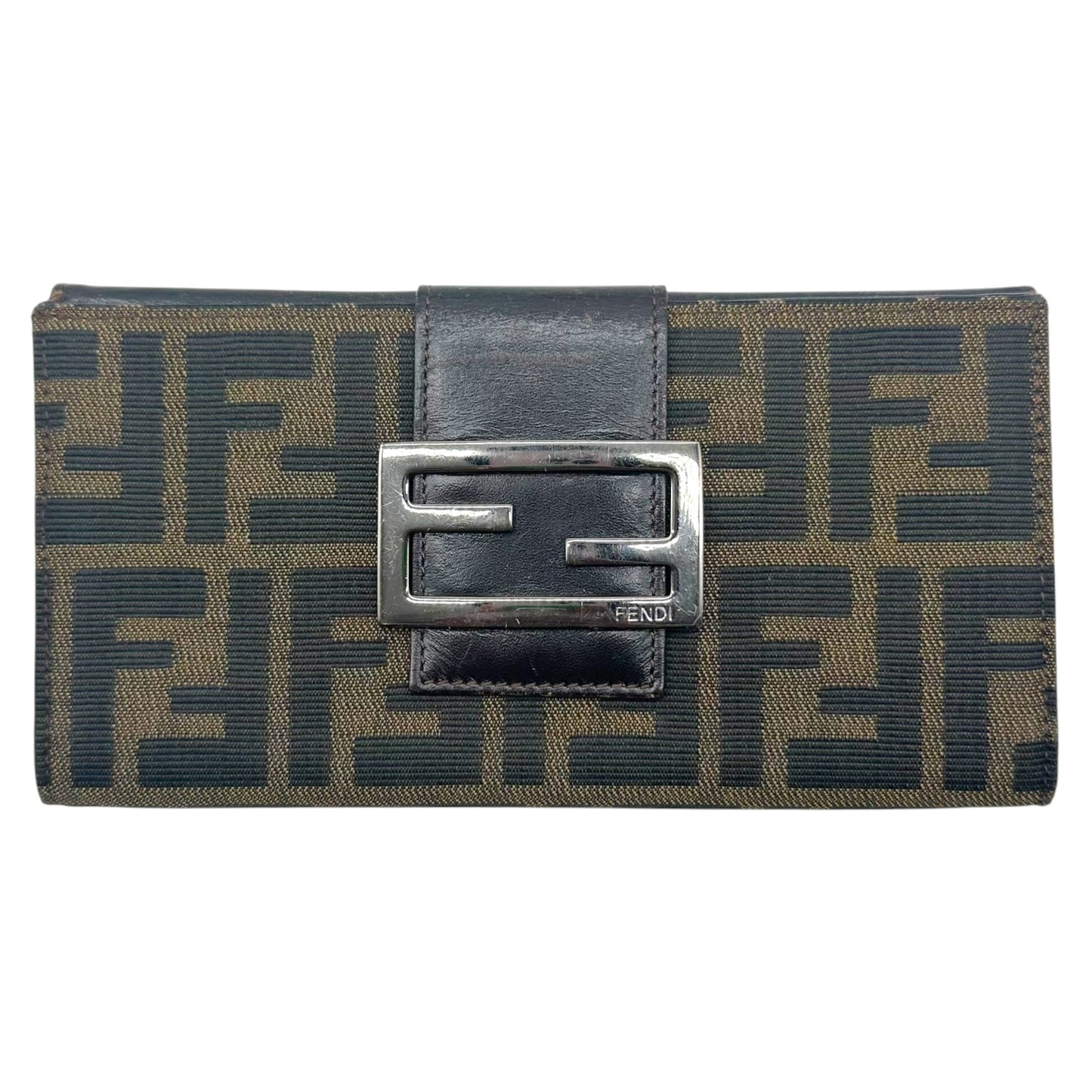 Fendi Long Bi-Fold Wallet Brown Zucca Monogram