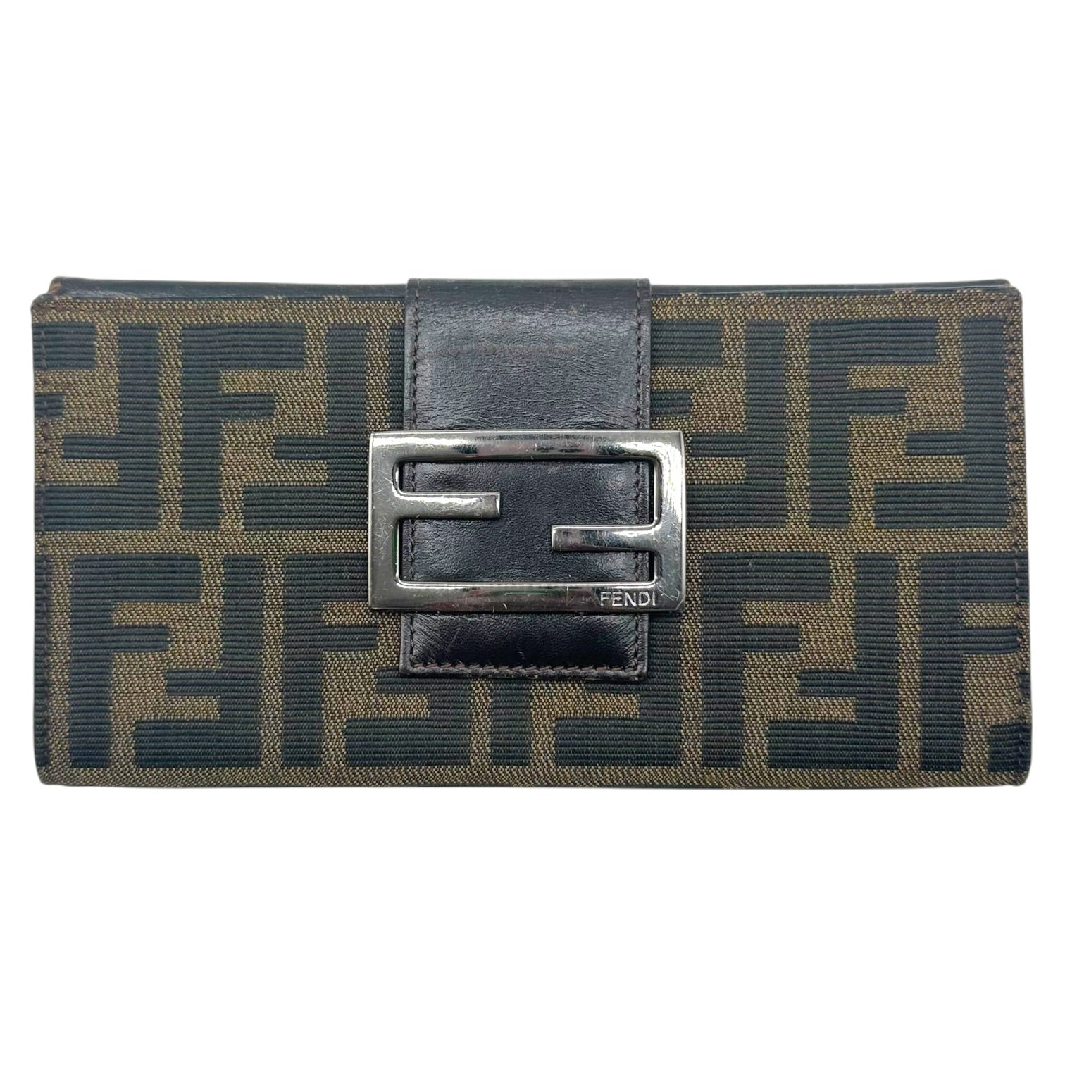 Fendi Long Bi-Fold Wallet Brown Zucca Monogram