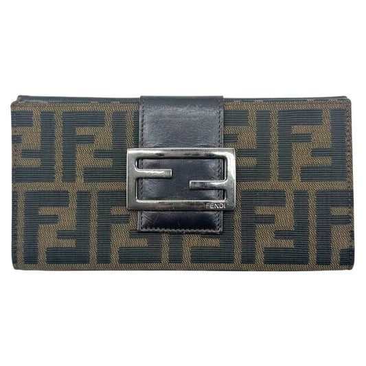 Fendi Long Bi-Fold Wallet Brown Zucca Monogram
