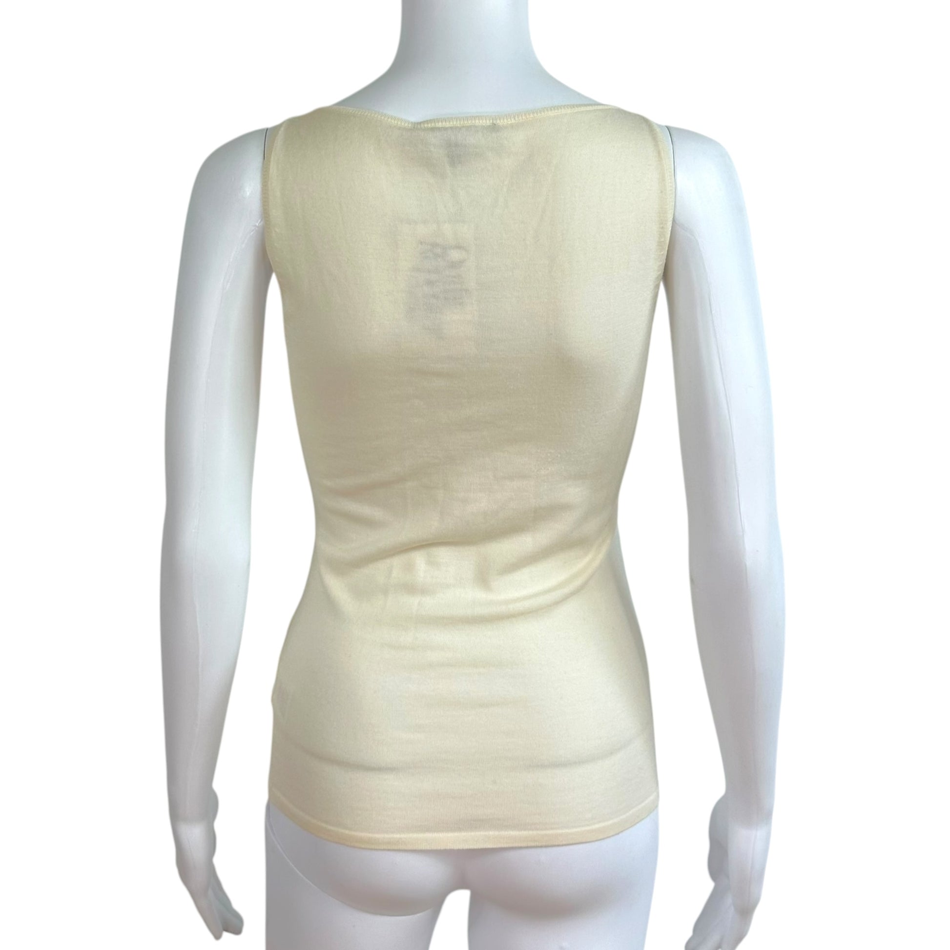 Gucci Ivory Wool Knit V-Neck Tank Top