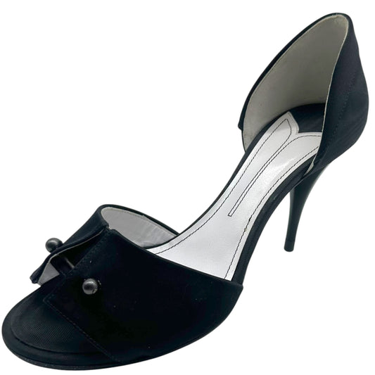 Chanel Tuxedo Black Silk Slingback Heels