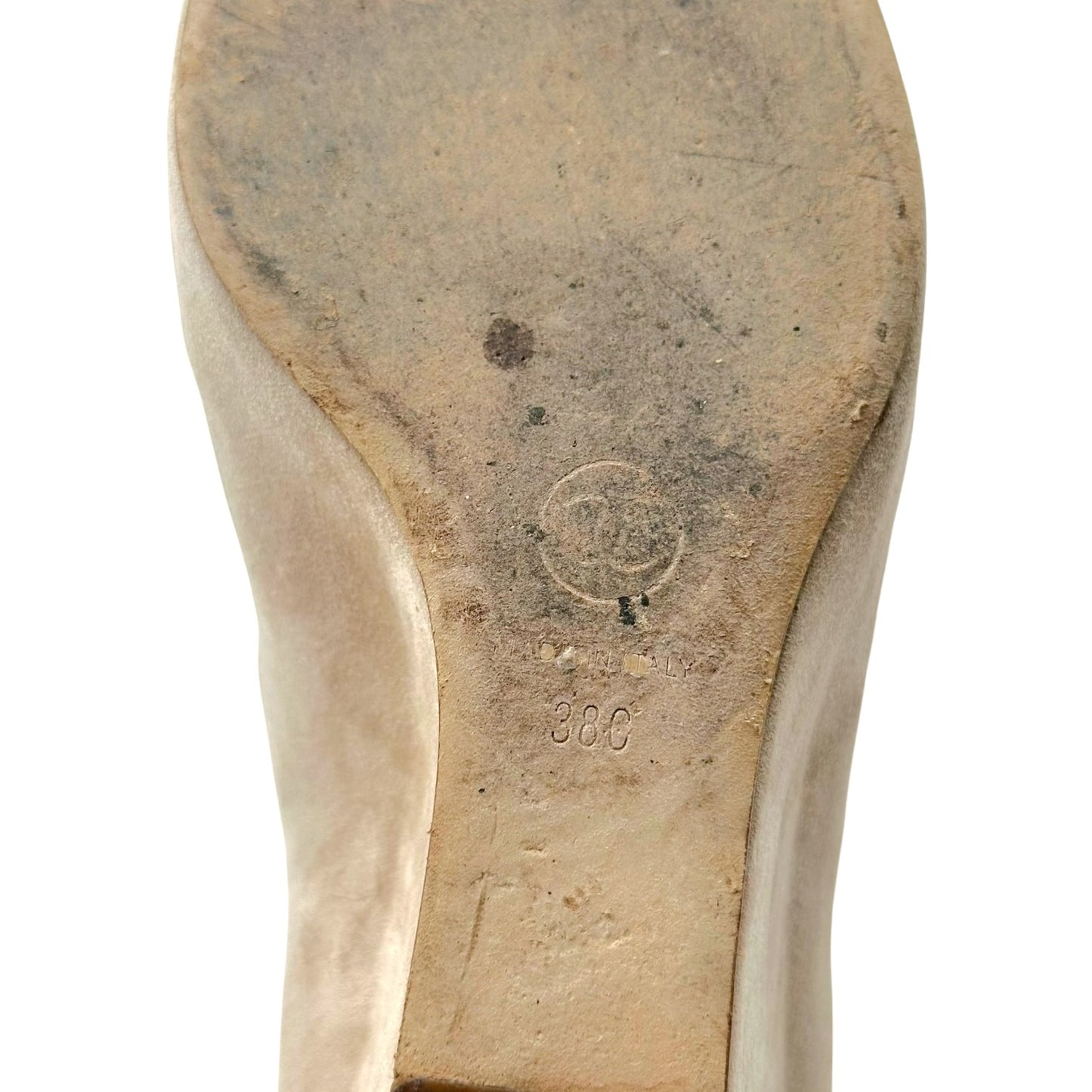 Chanel Open-Toe Wedge Heels Beige Suede Size 38