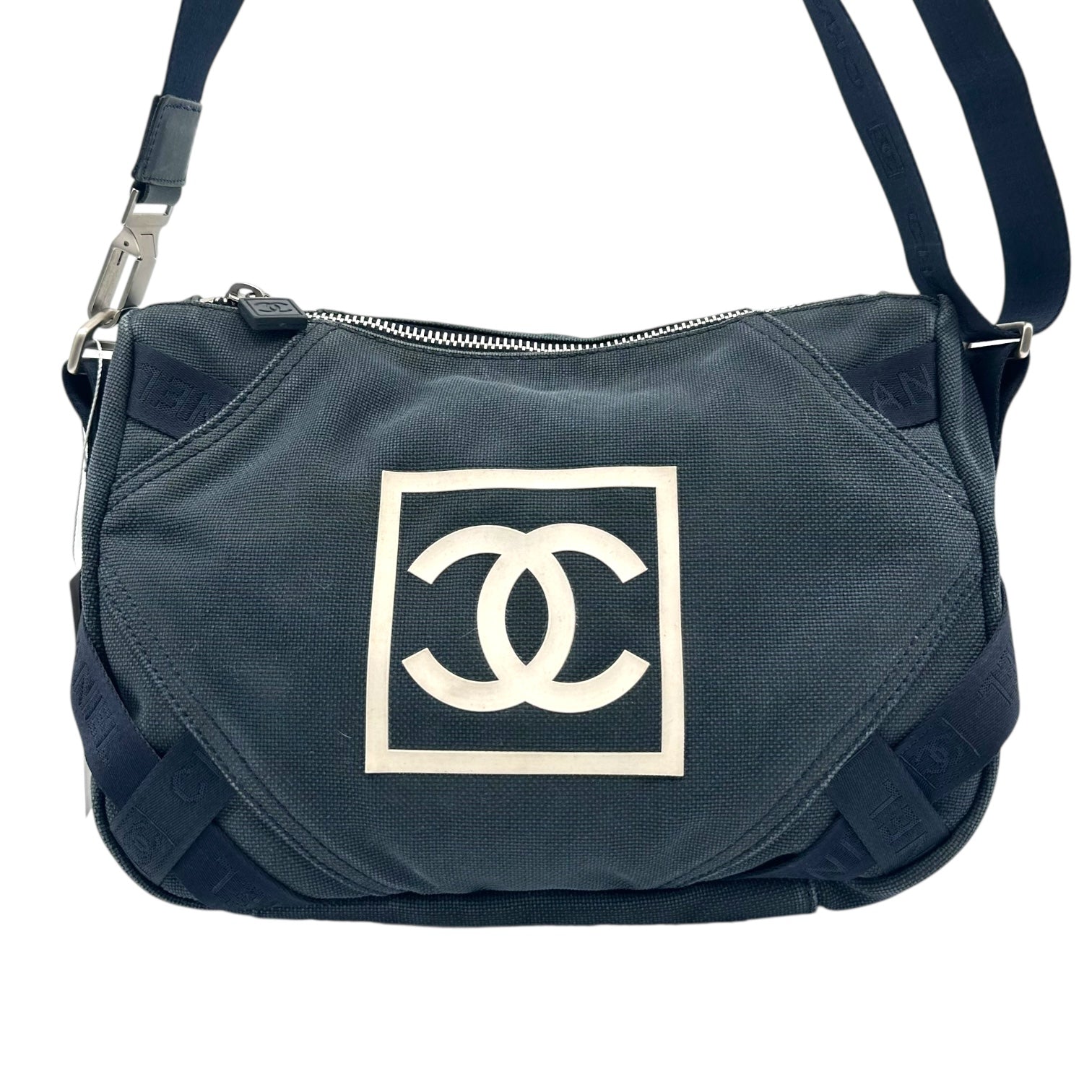 Chanel Sport Navy Blue Canvas Messenger Bag - Outfit Repeater