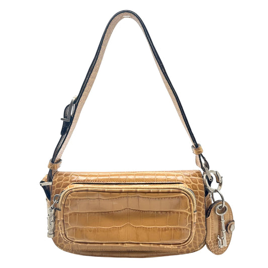 Versace Tan Croc Embossed Mini Shoulder Bag
