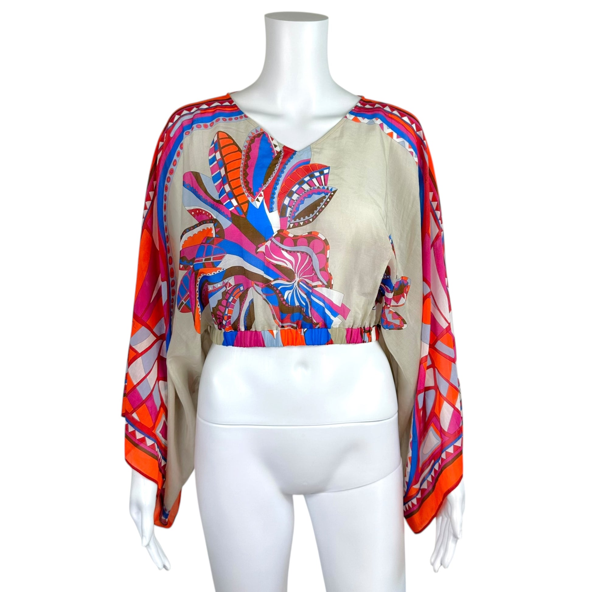 Emilio Pucci Cropped Multicolor Printed Blouse