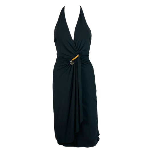 Gucci Black Halter Midi Dress with Bamboo Charm