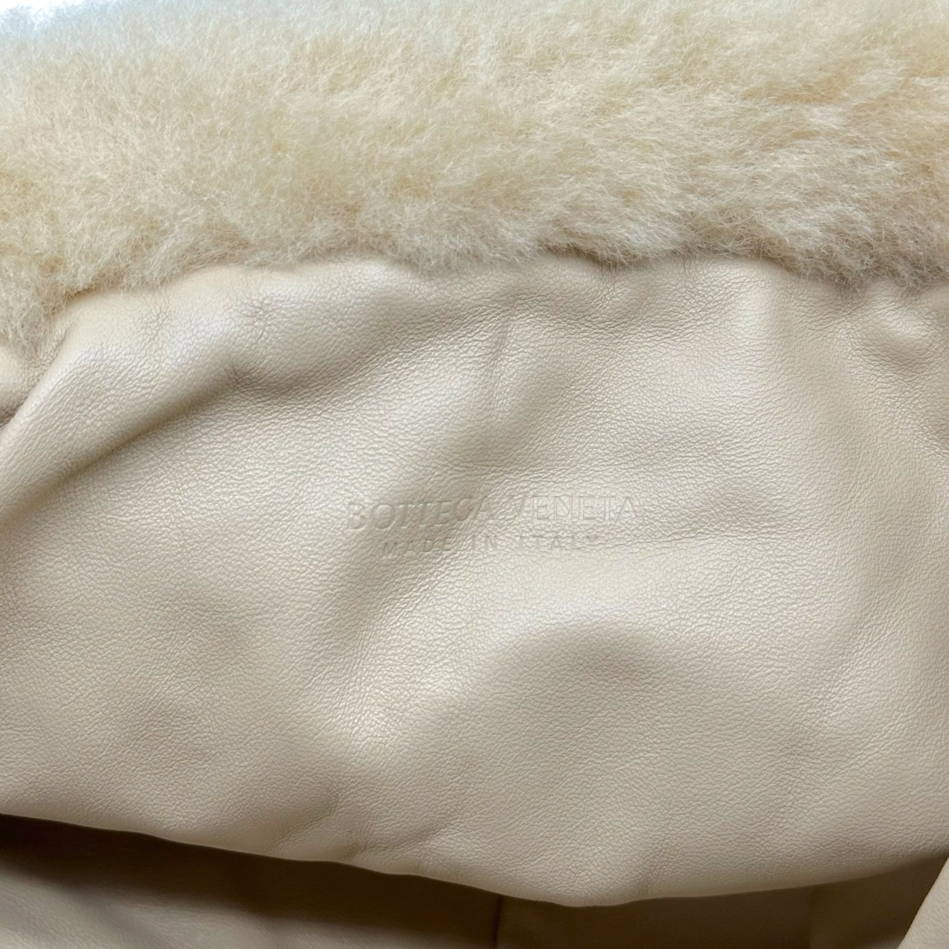 Bottega Veneta Ivory Shearling Convertible Clutch Shoulder Bag