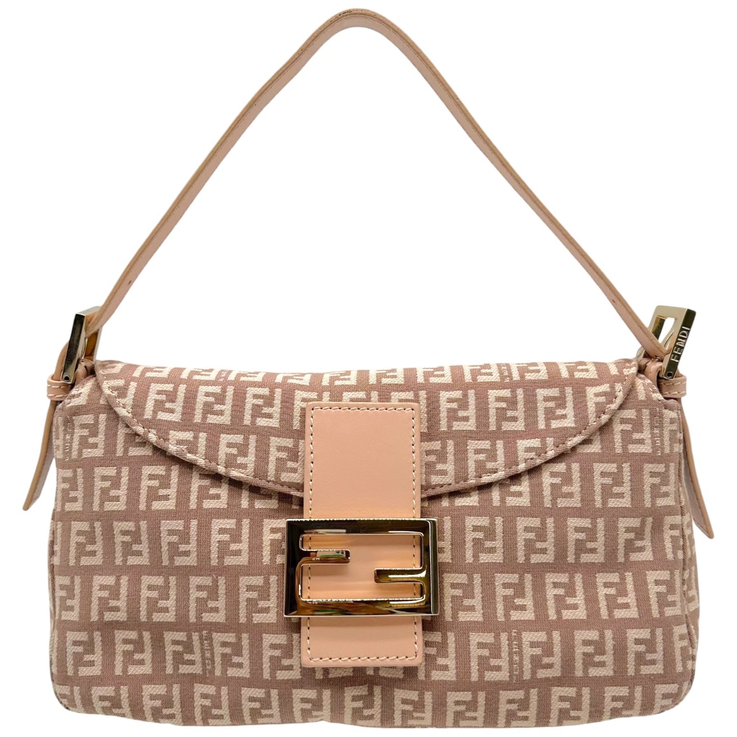 Fendi Pink Zucchino Monogram Fold-Over Baguette Bag