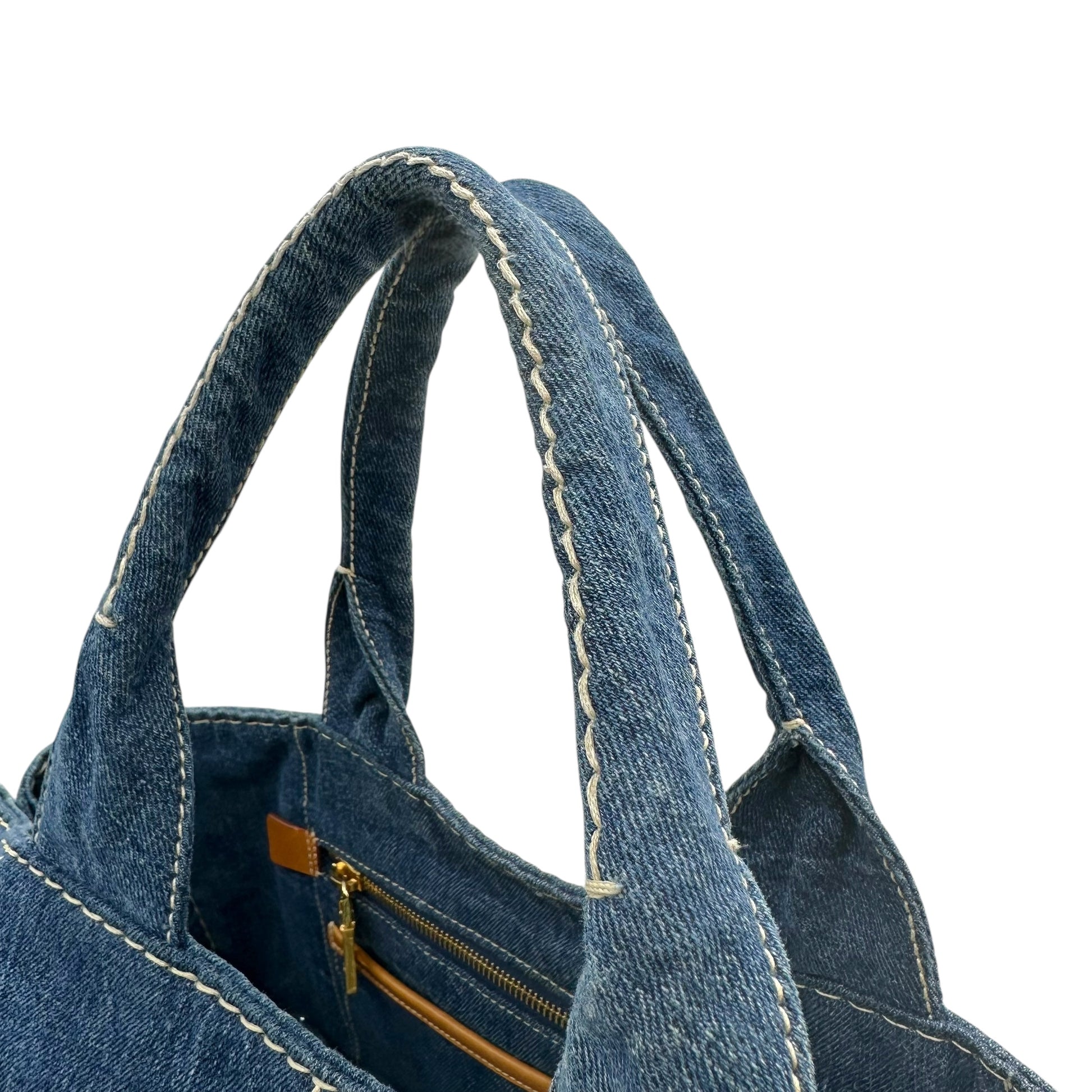 Prada Canapa Blue Denim Tote Bag - Outfit Repeater