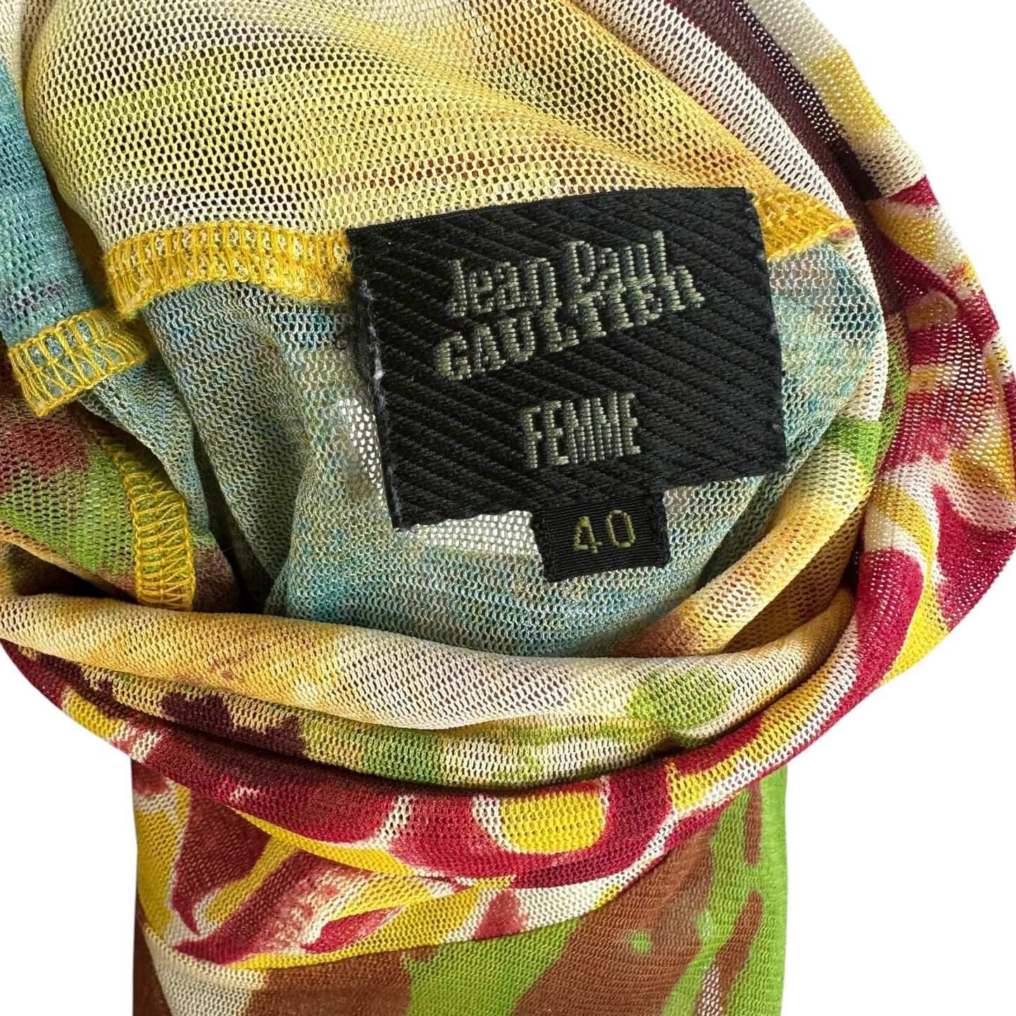 Jean Paul Gaultier Multicolor Printed Mesh Turtleneck Tank