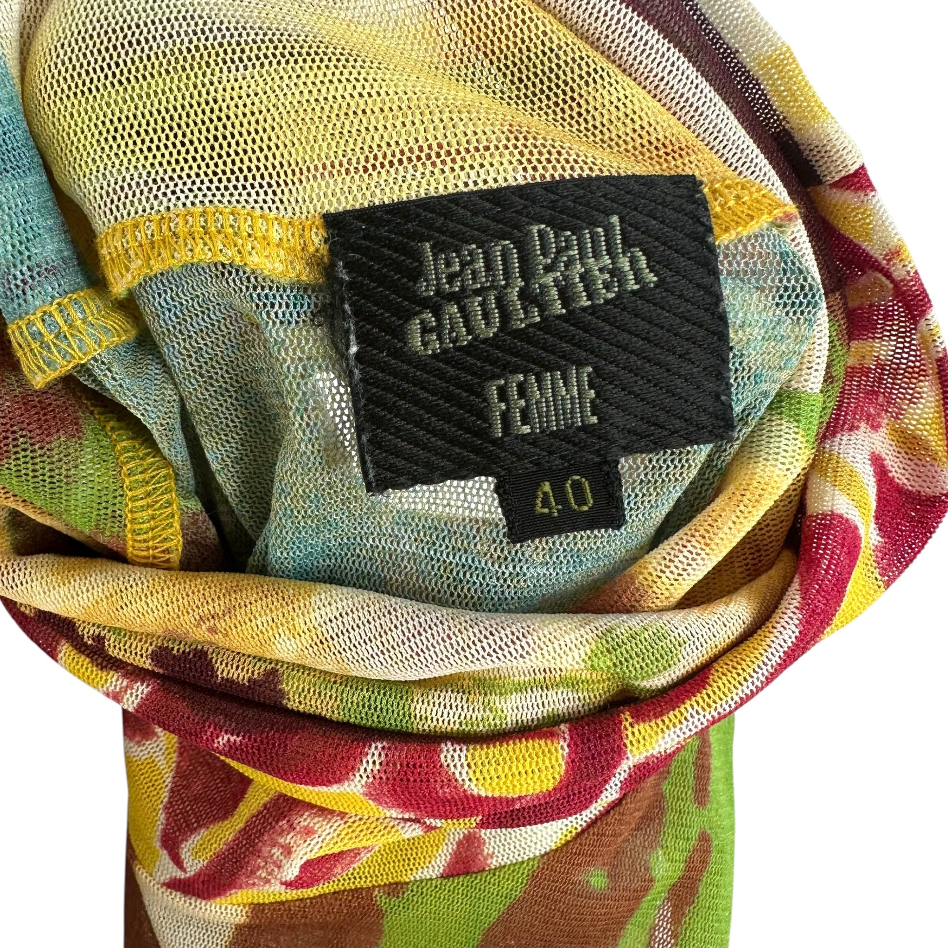 Jean Paul Gaultier Multicolor Printed Mesh Turtleneck Tank