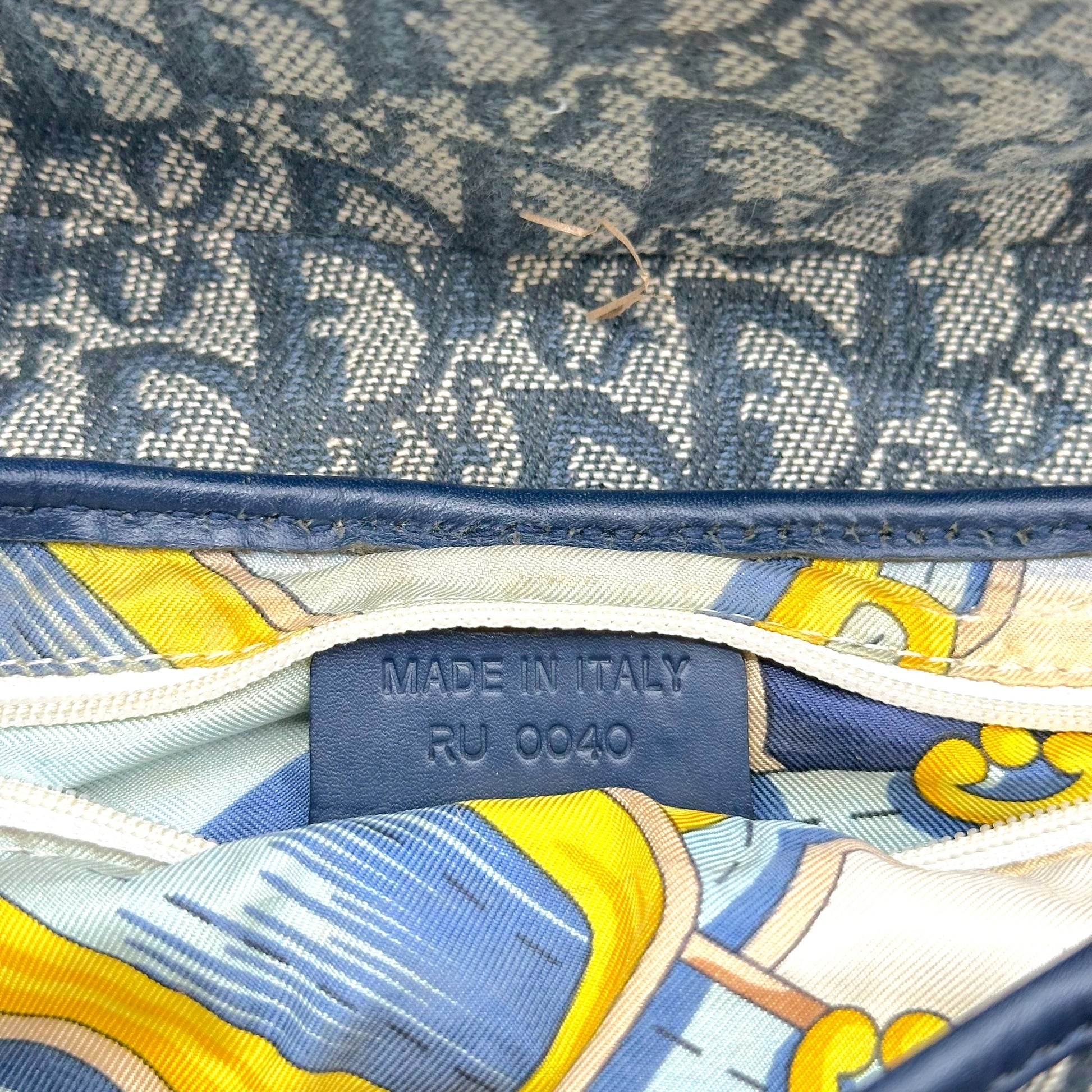 Christian Dior Navy Blue Trotter Monogram Saddle Bag