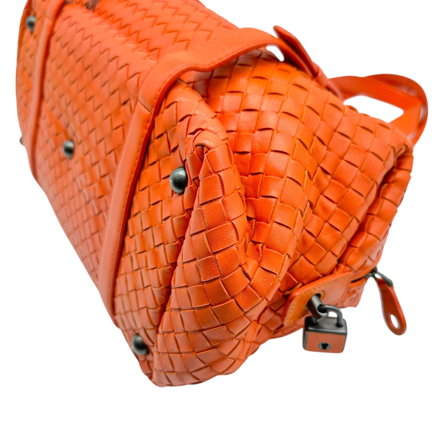 Bottega Veneta Orange Intrecciato Leather East West Bag