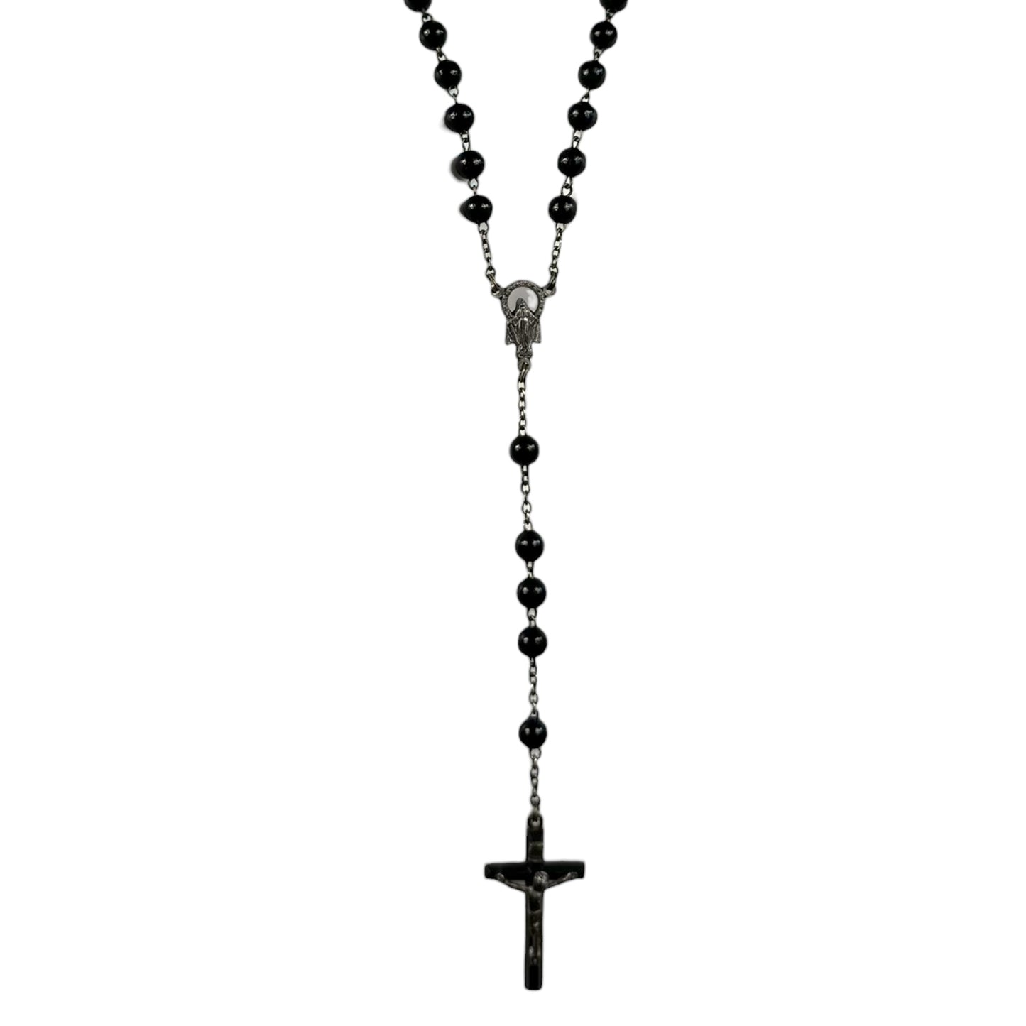 Dolce & Gabbana Black Beaded Rosary Necklace