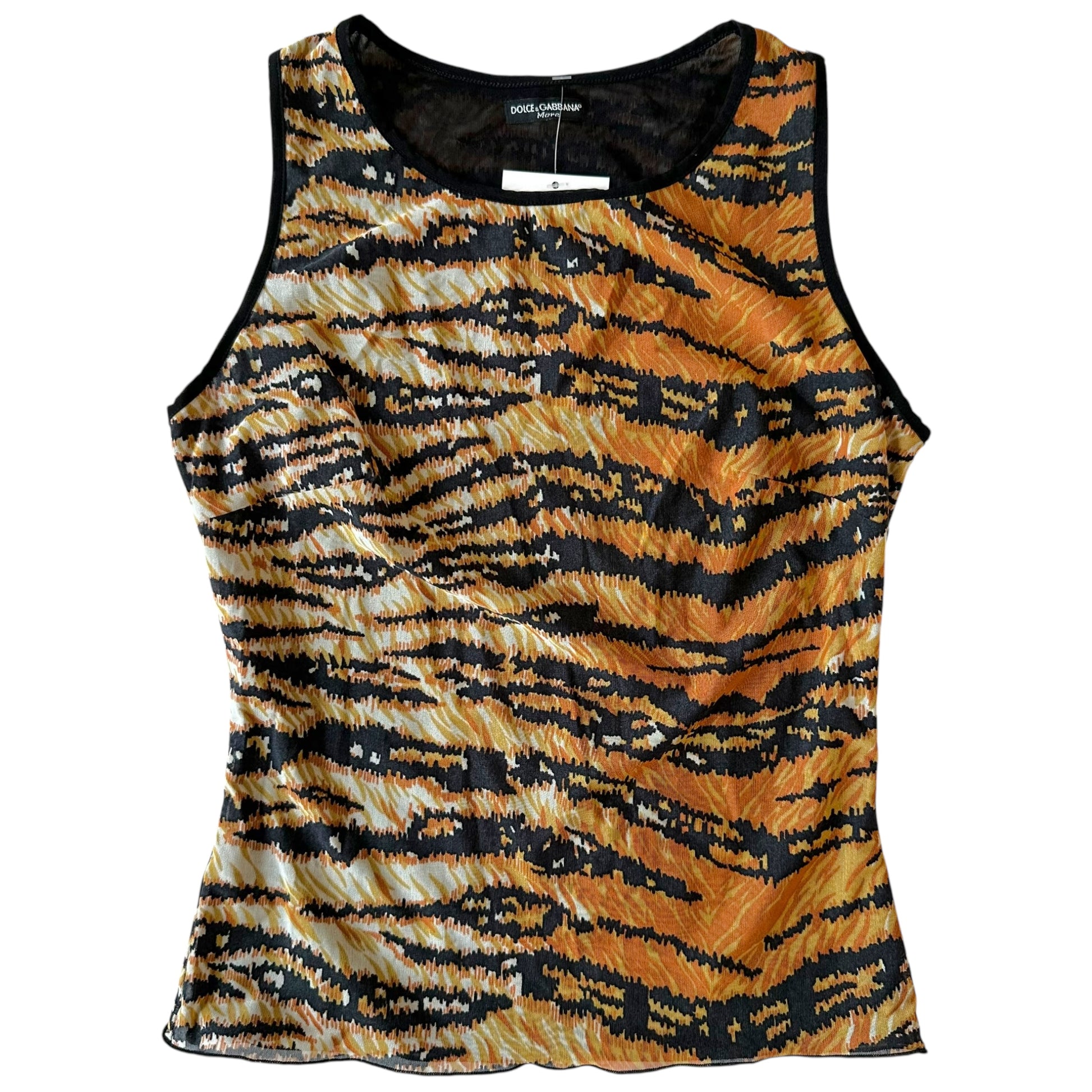 Dolce & Gabbana Mare Reversible Tiger Print Mesh Tank Top - Outfit Repeater