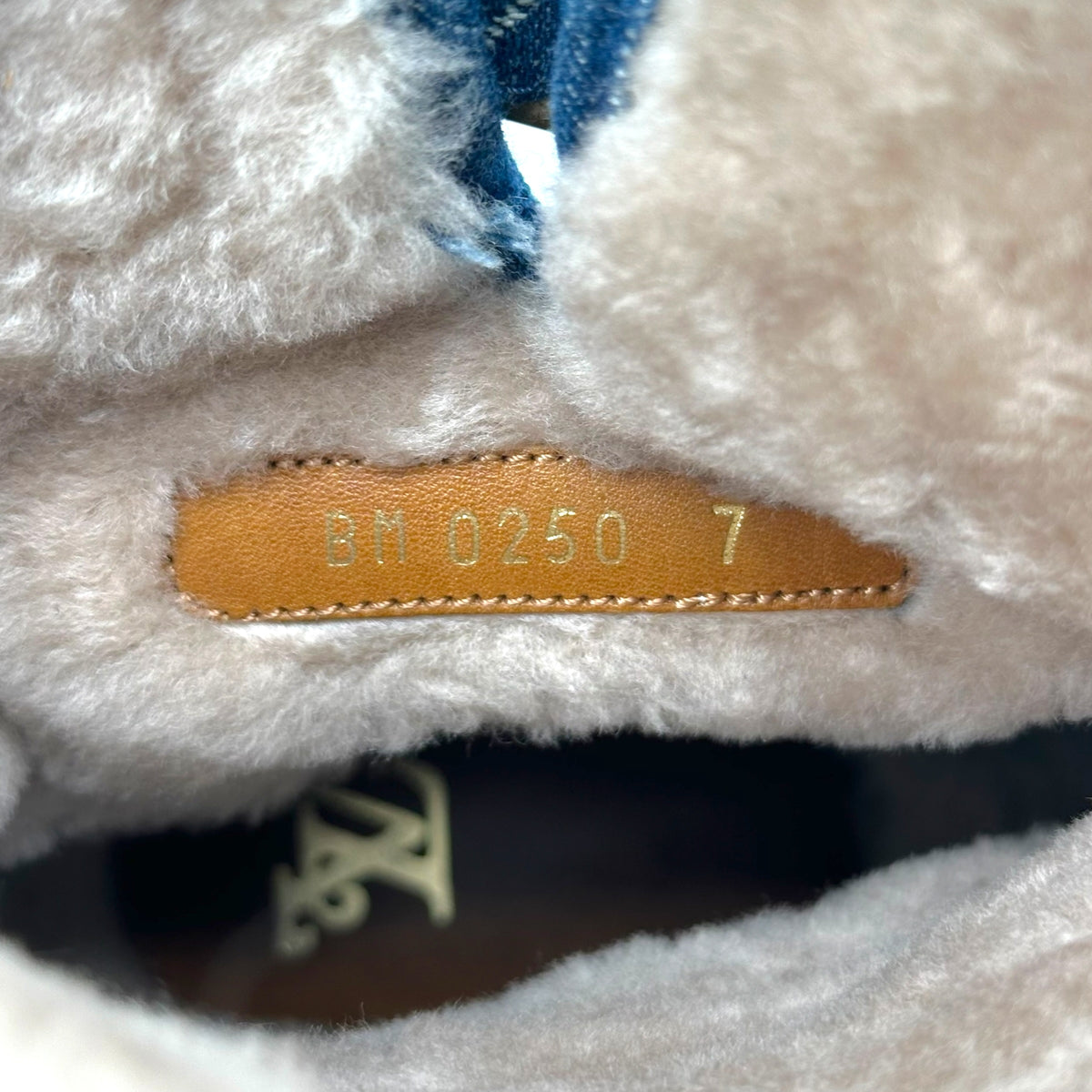 Louis Vuitton Blue Denim Monogram Shearling Boots