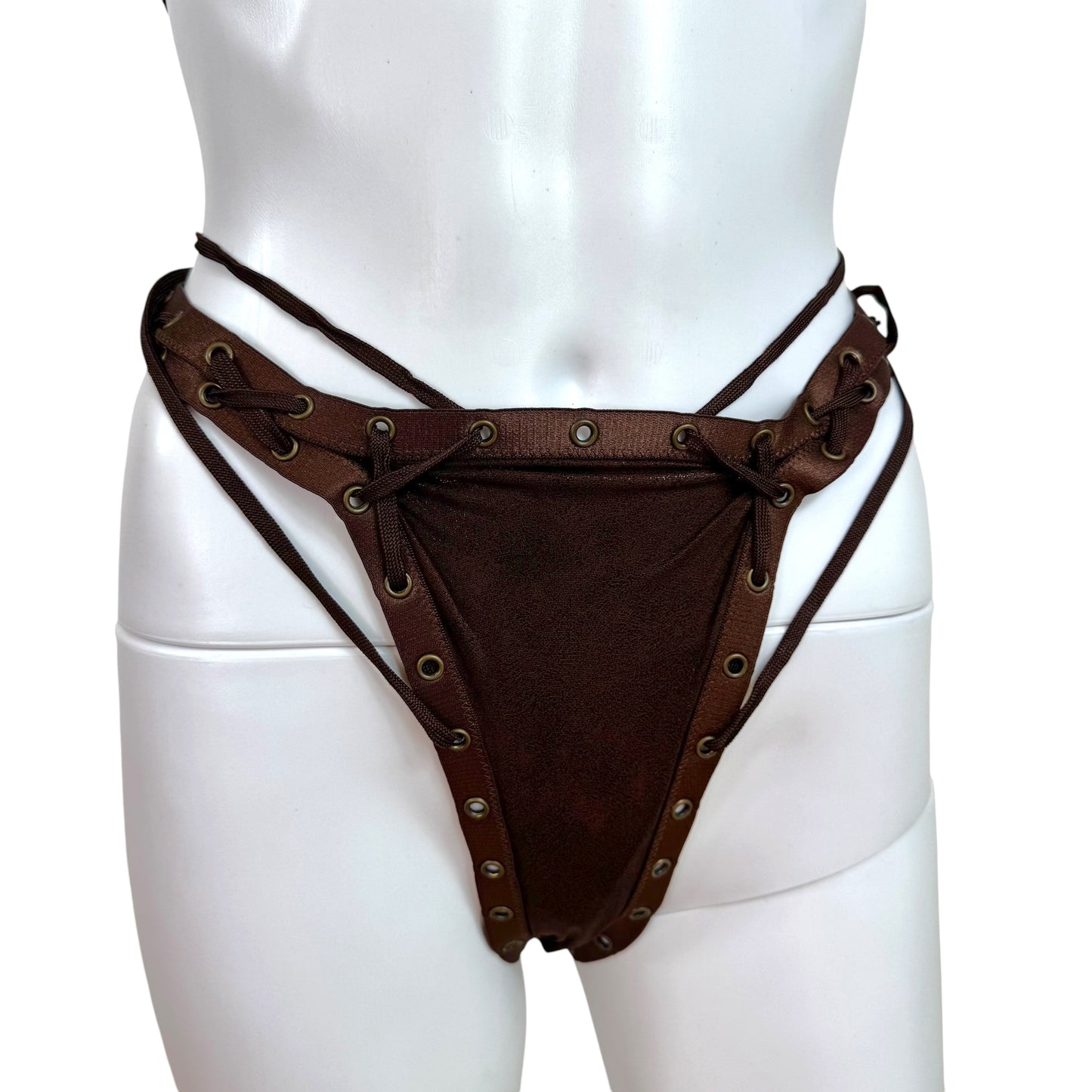 Christian Dior S/S 2003 Brown Lace Up Bikini Set