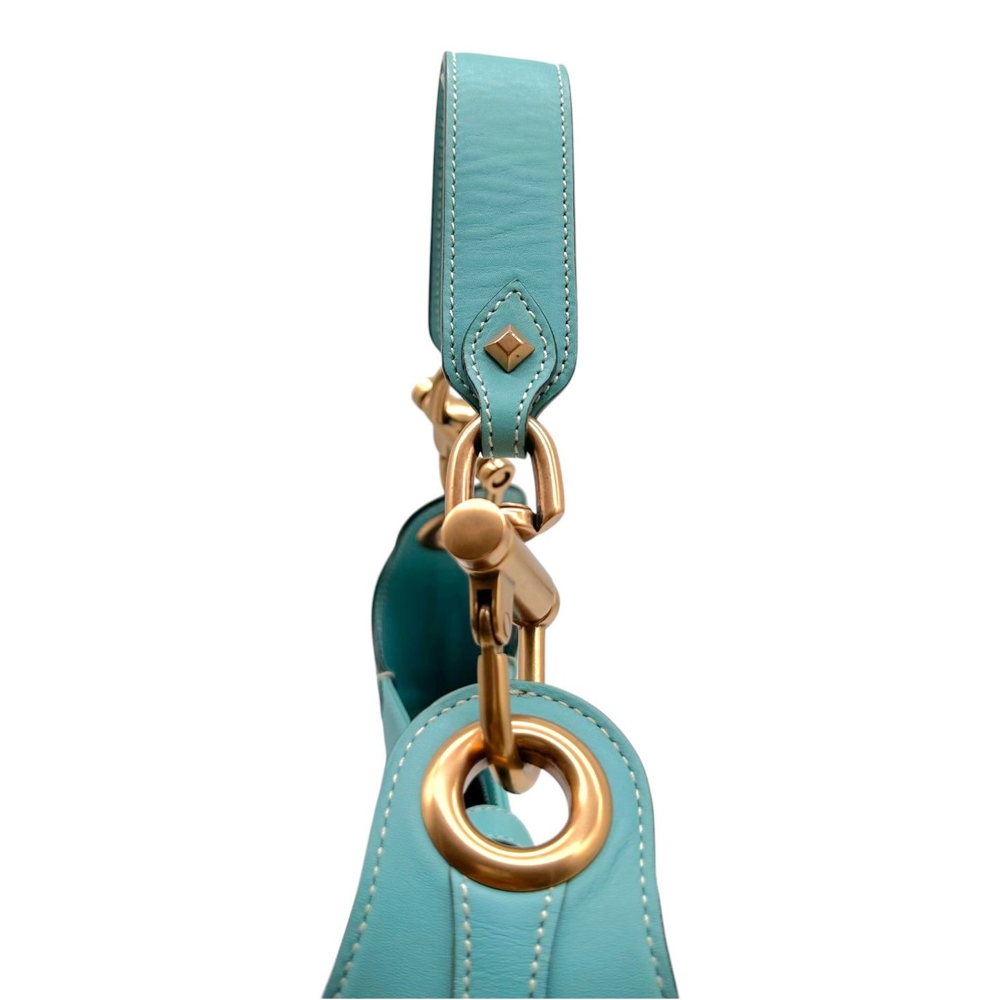 Gucci Turquoise Leather Monogram Piston Lock Shoulder Bag