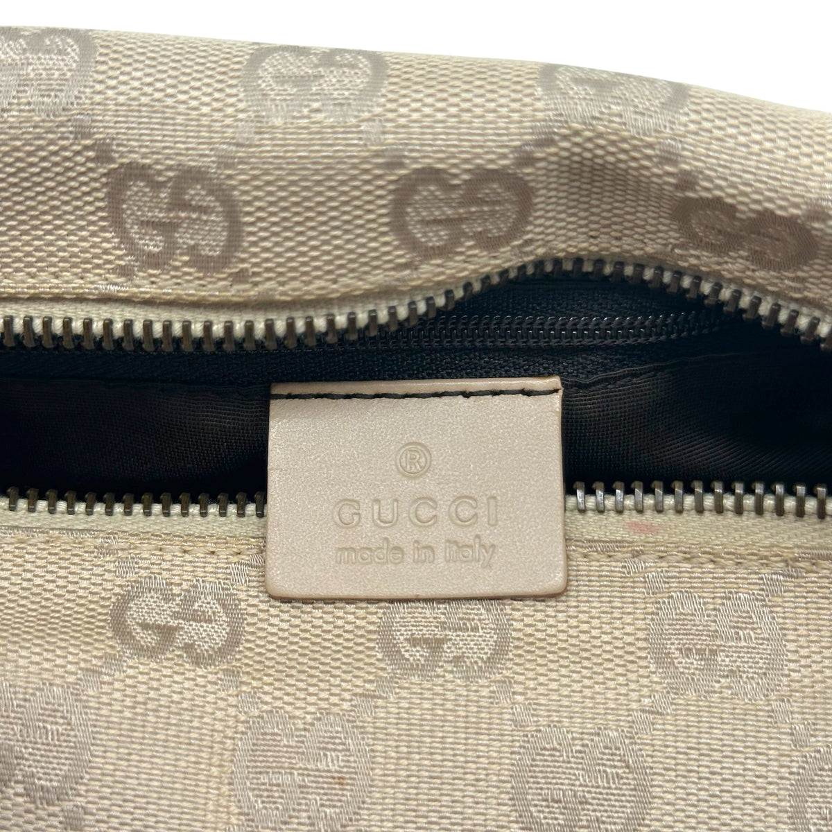 Gucci Shoulder Bag Light Beige Monogram Canvas Leather
