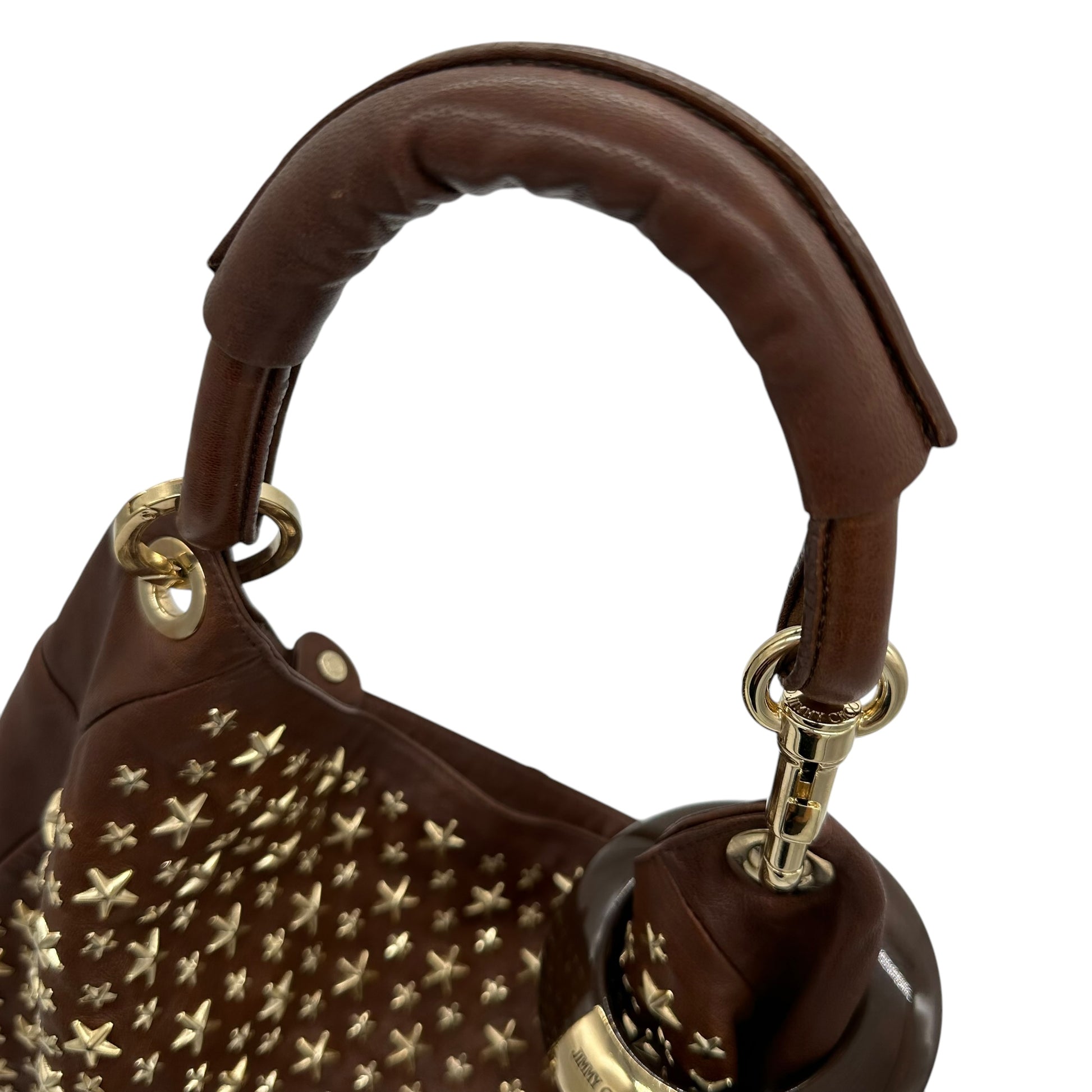 Jimmy Choo Brown Leather Star Studded Hobo Bag - Outfit Repeater