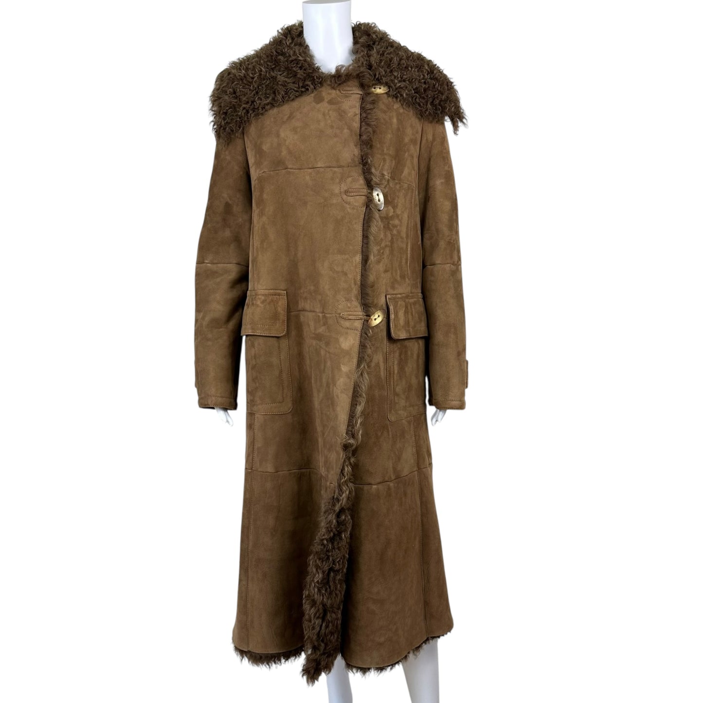Max Mara Brown Suede & Shearling Coat